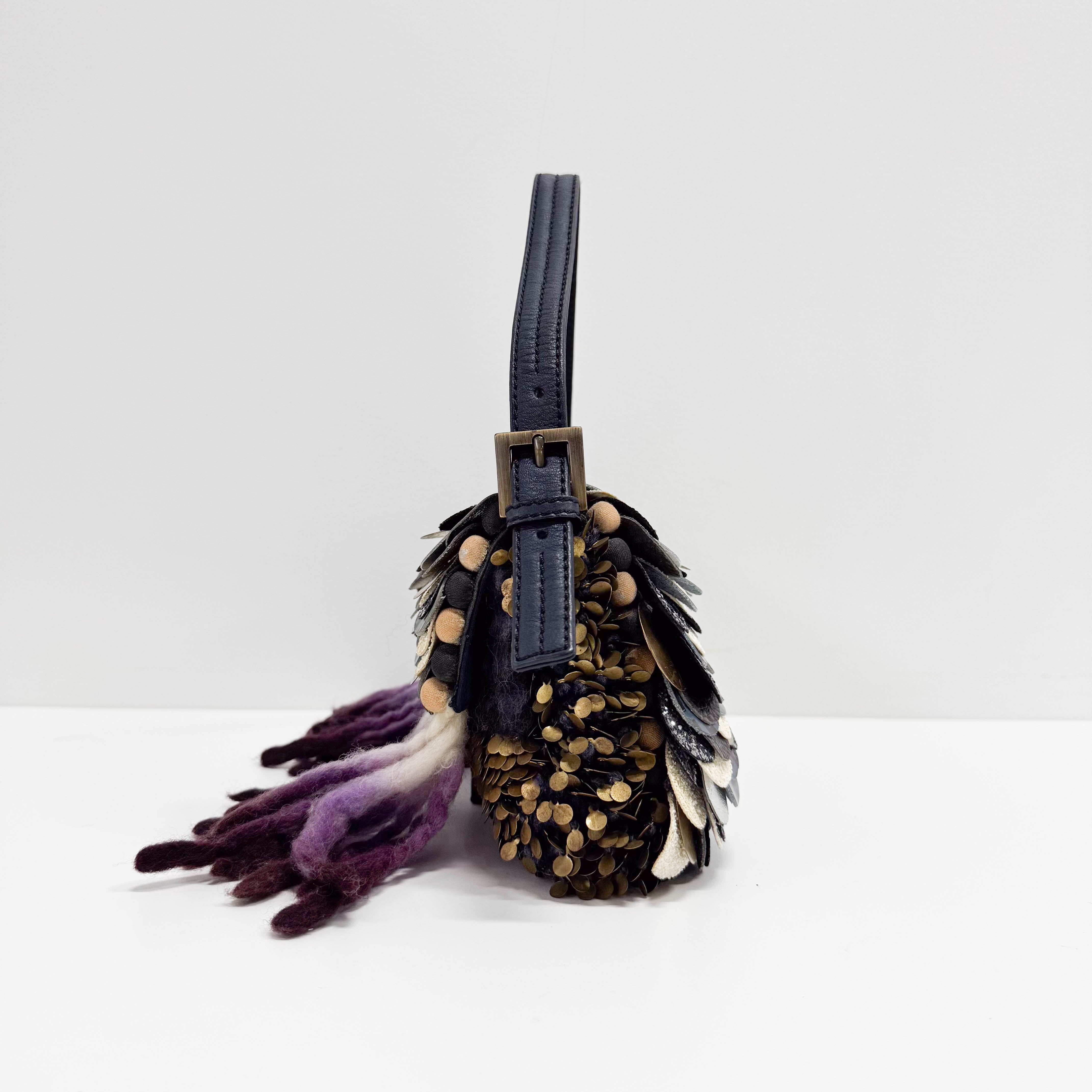 Baguette Multi-colour Wool & Sequin Shoulder Bag