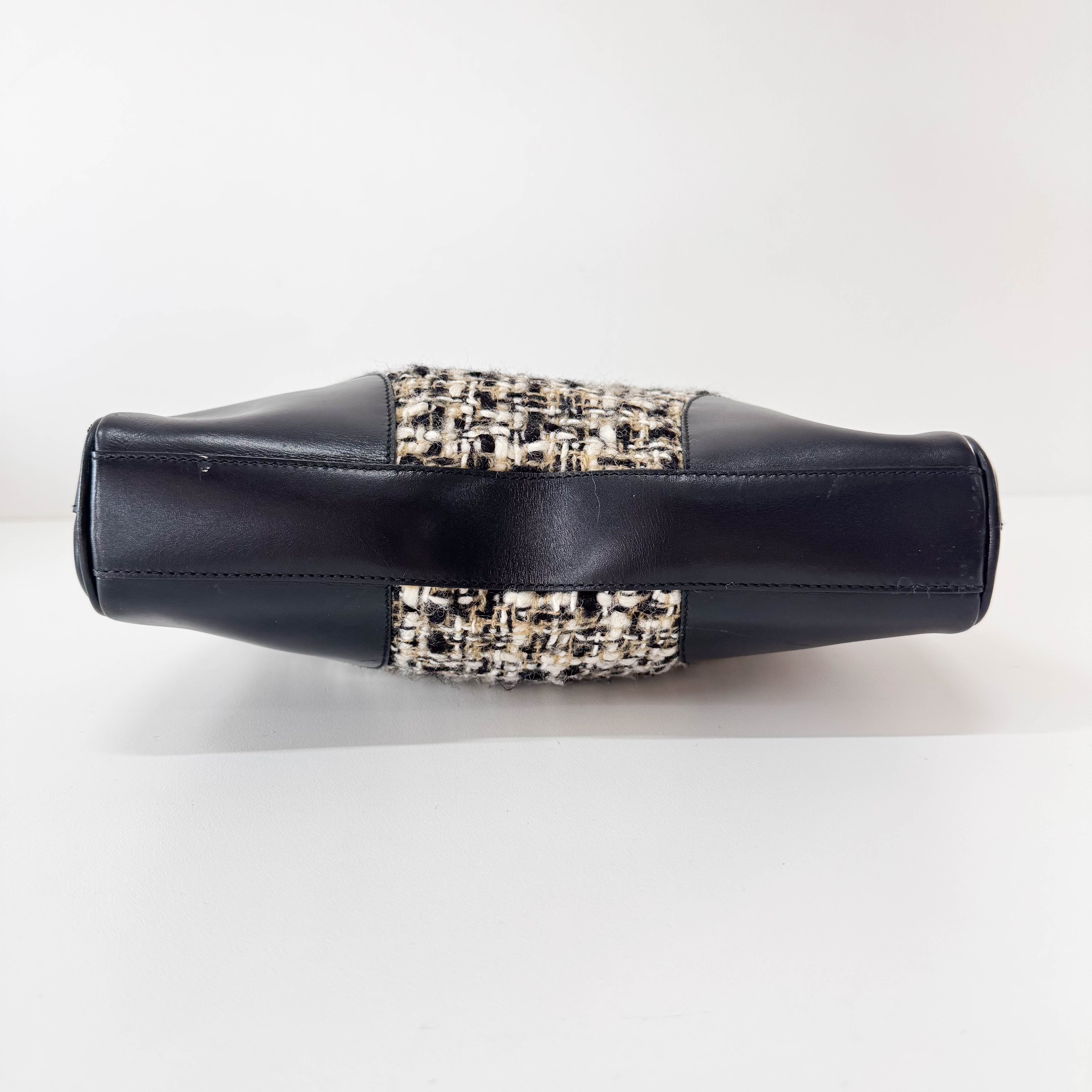 Tweed Black Leather Shoulder Bag