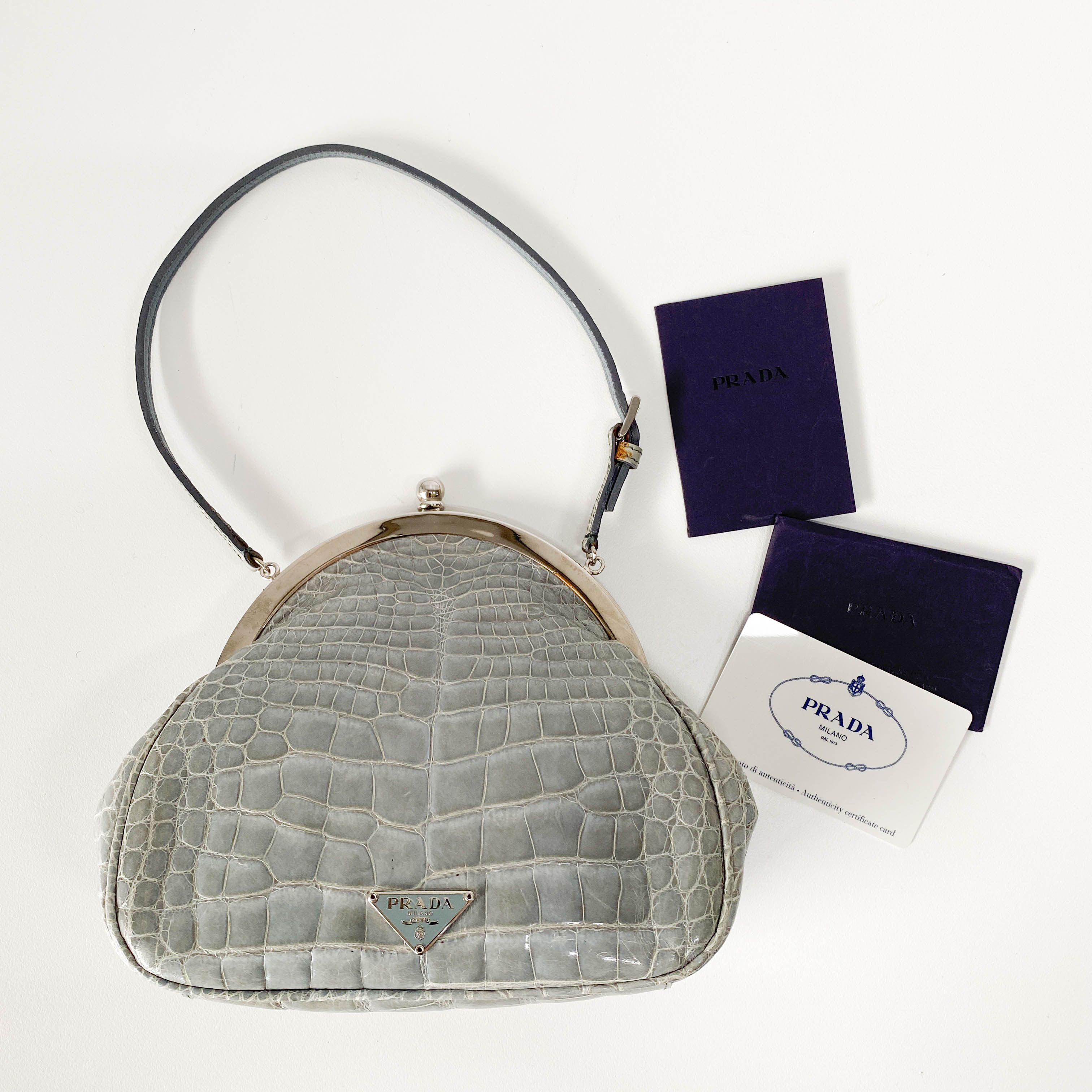 Mini Grey Leather Handbag