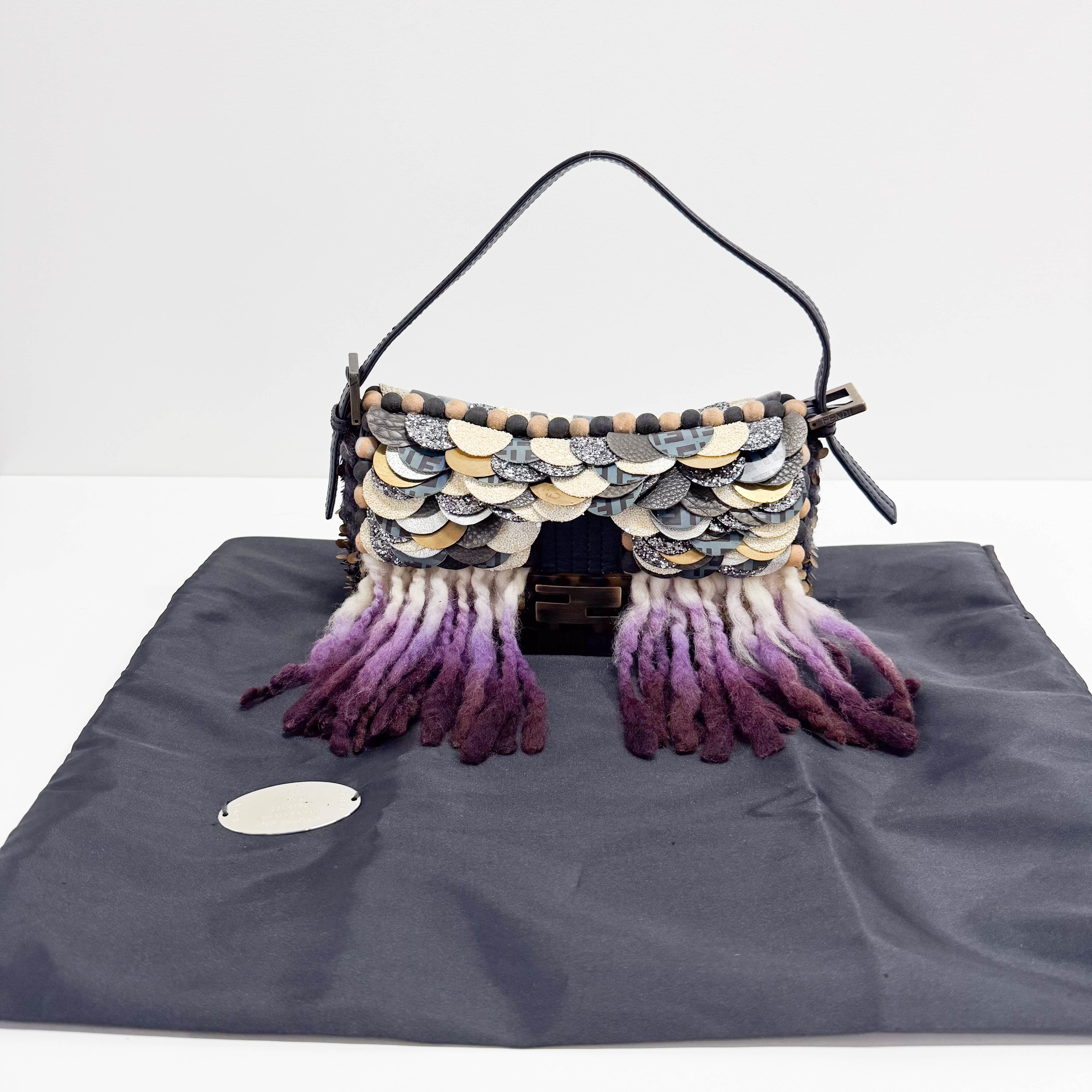 Baguette Multi-colour Wool & Sequin Shoulder Bag