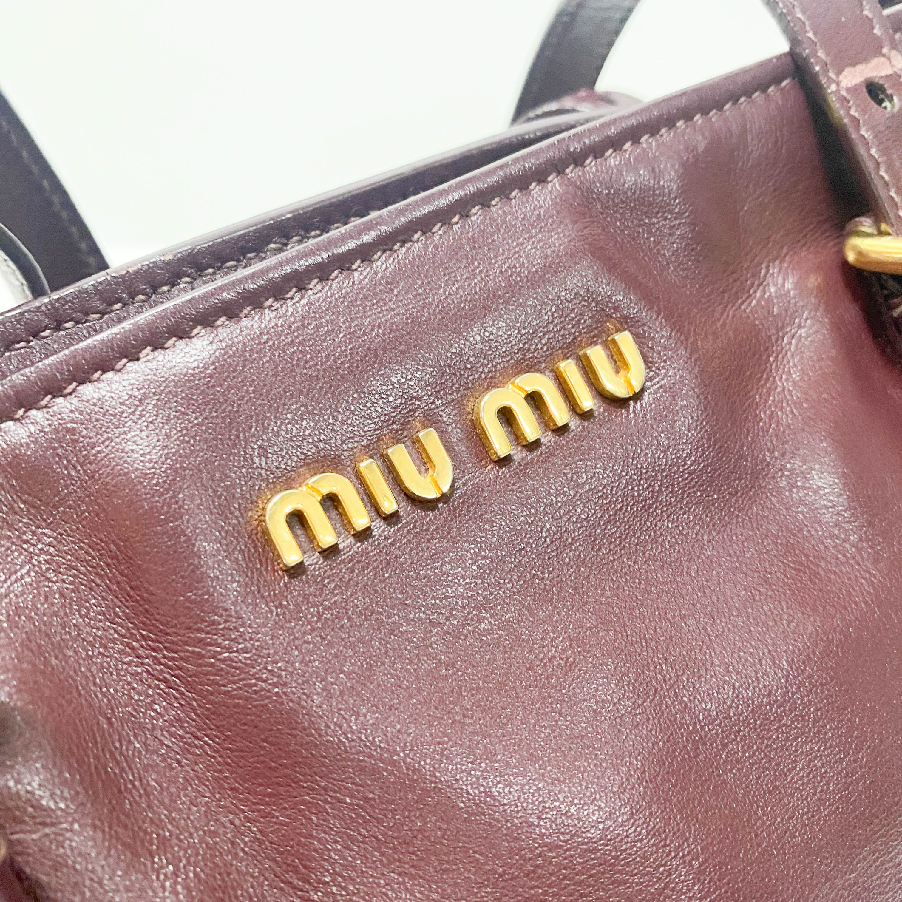 Burgundy Leather Studs Shoulder Bag