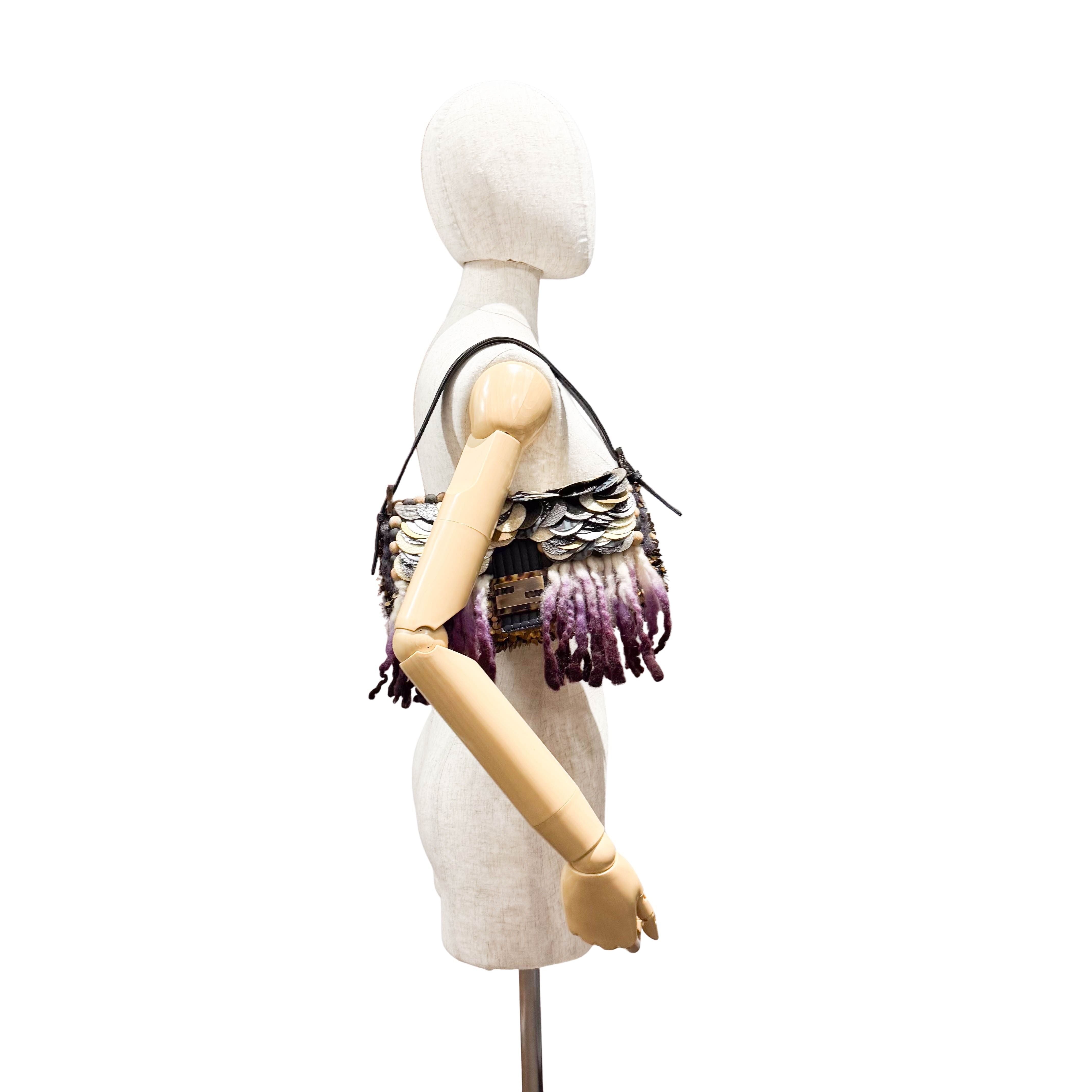 Baguette Multi-colour Wool & Sequin Shoulder Bag