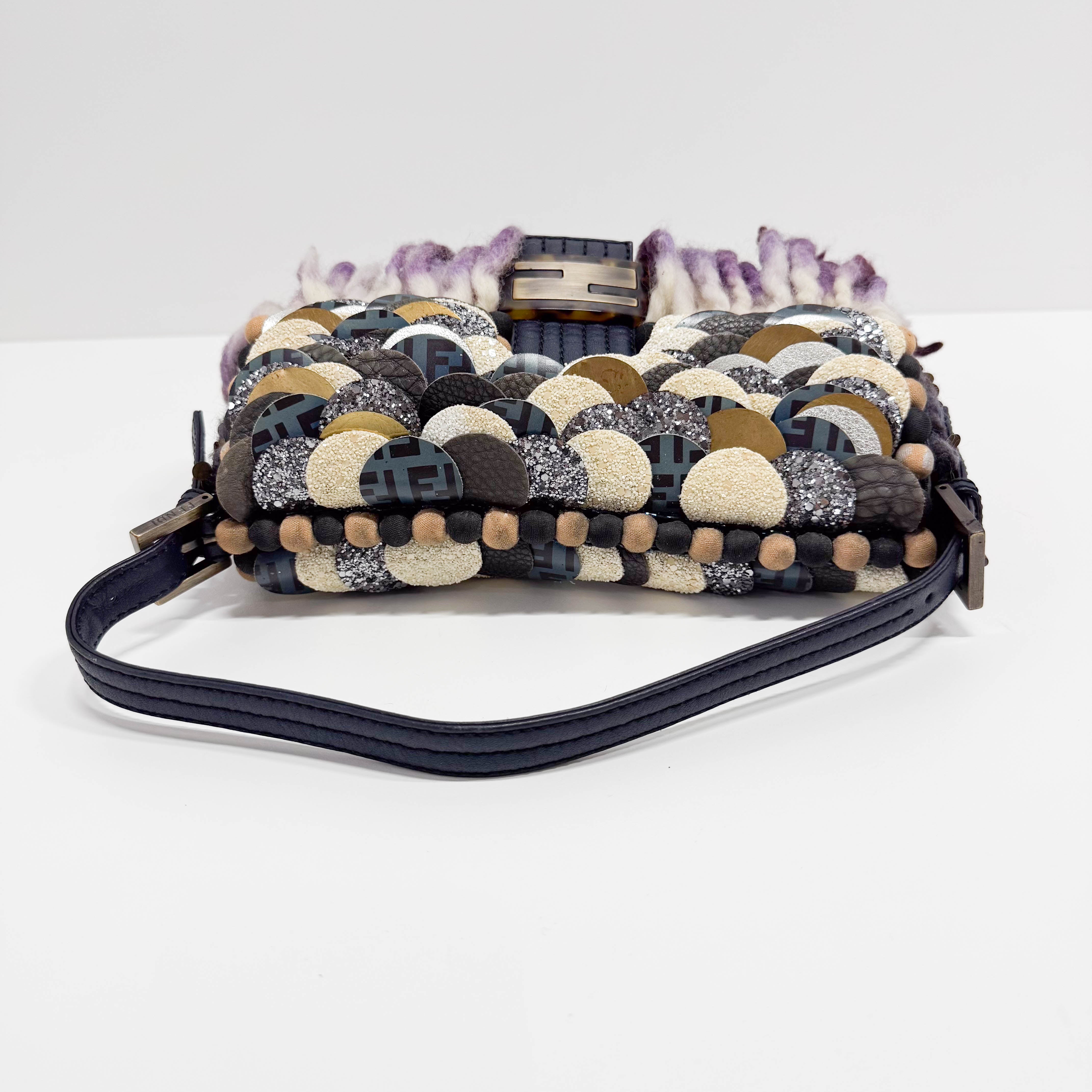 Baguette Multi-colour Wool & Sequin Shoulder Bag