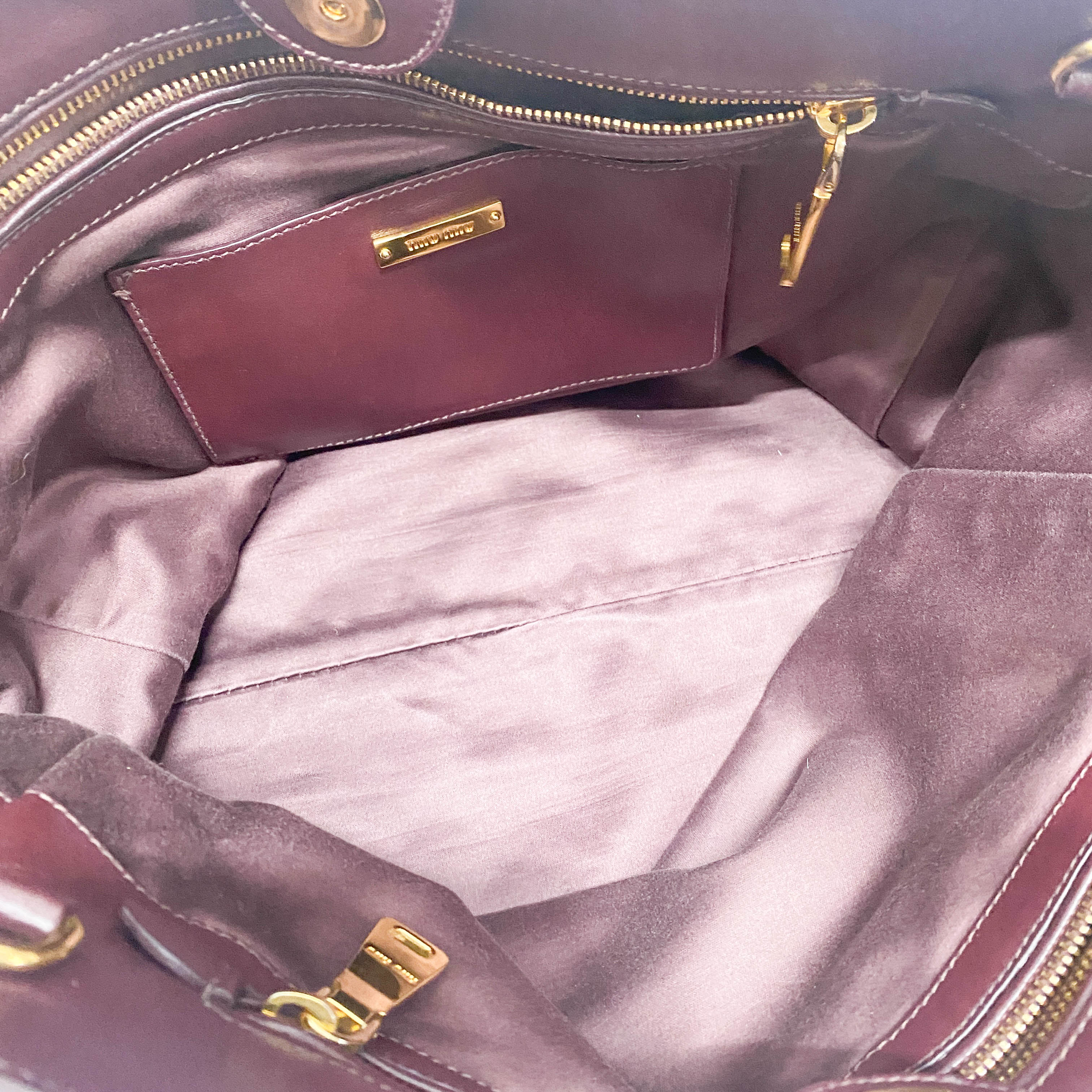 Burgundy Leather Studs Shoulder Bag