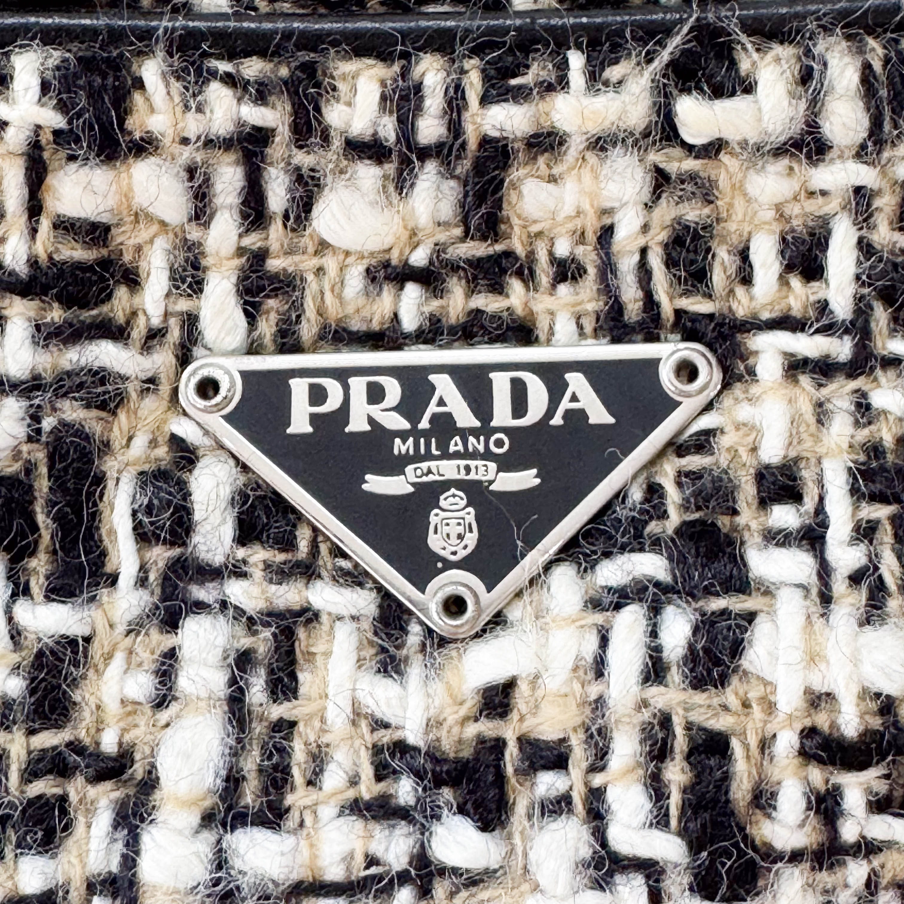 Tweed Black Leather Shoulder Bag