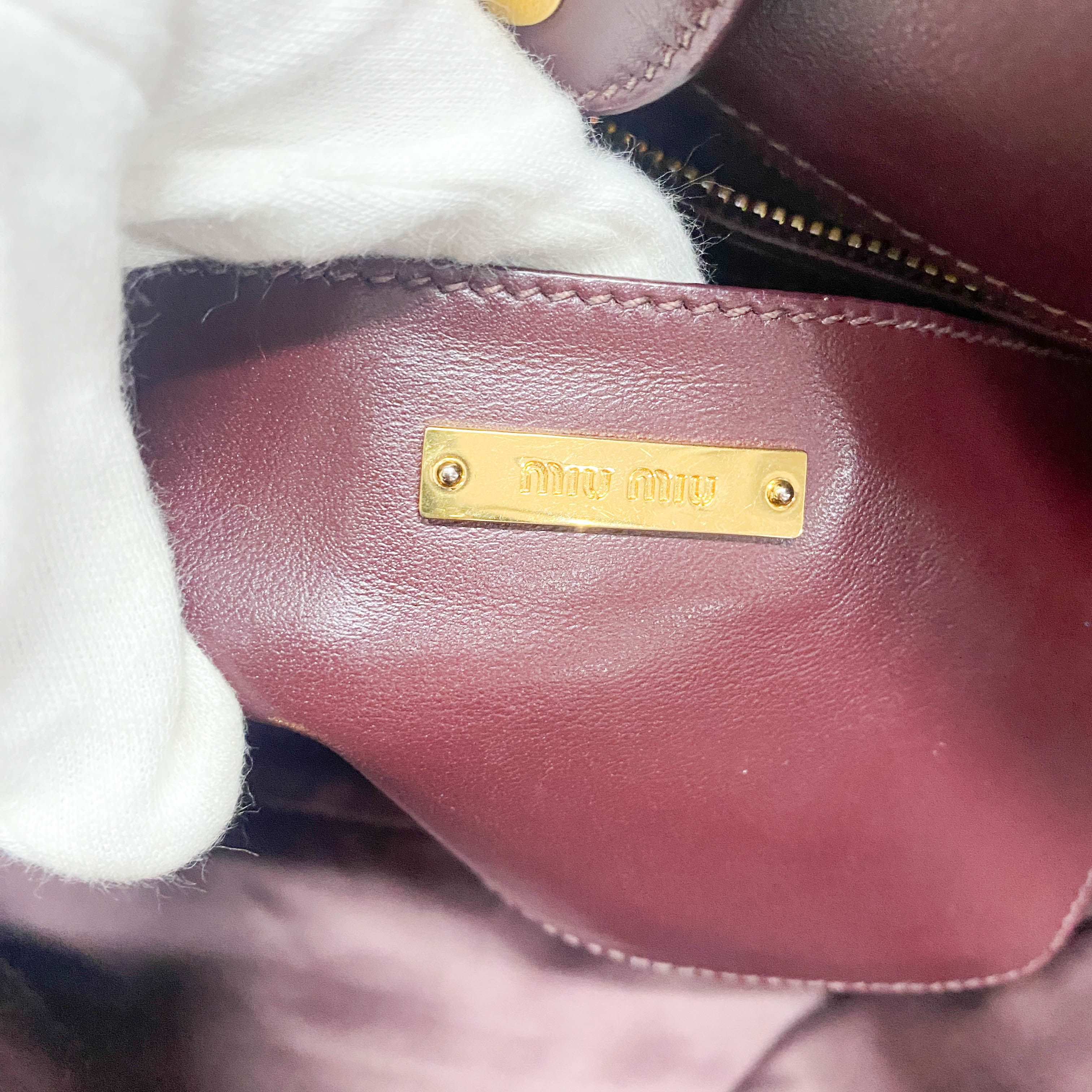 Burgundy Leather Studs Shoulder Bag