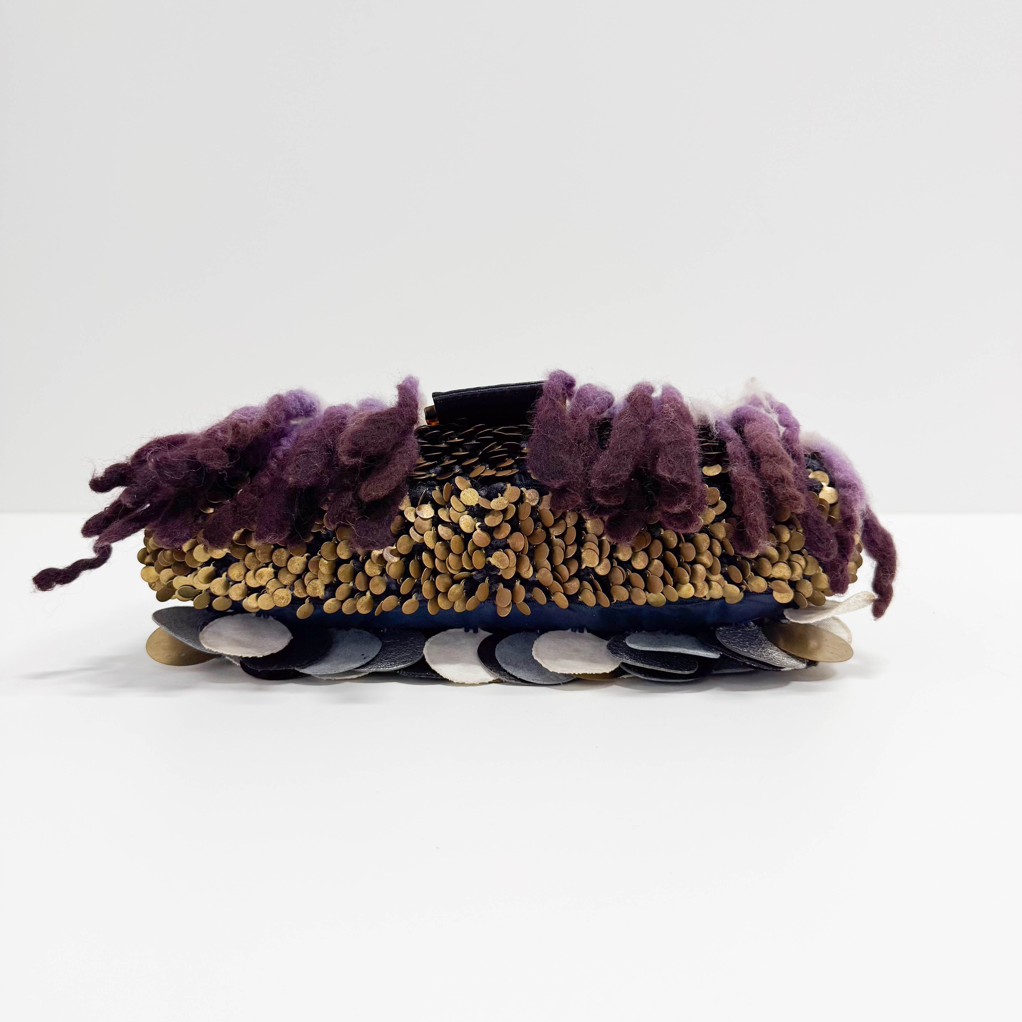 Baguette Multi-colour Wool & Sequin Shoulder Bag