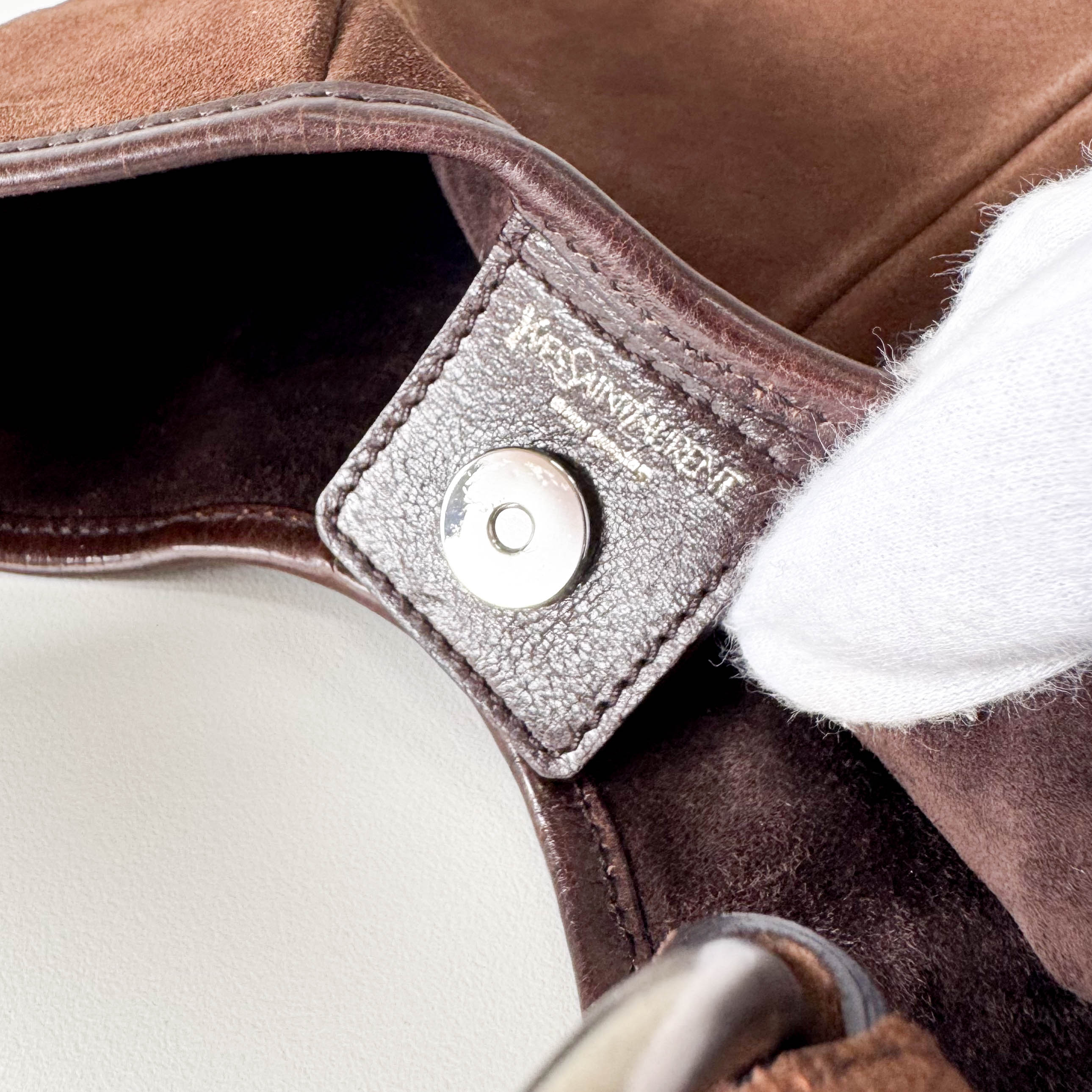 YSL Mini Brown Suede Mombasa Hand Bag