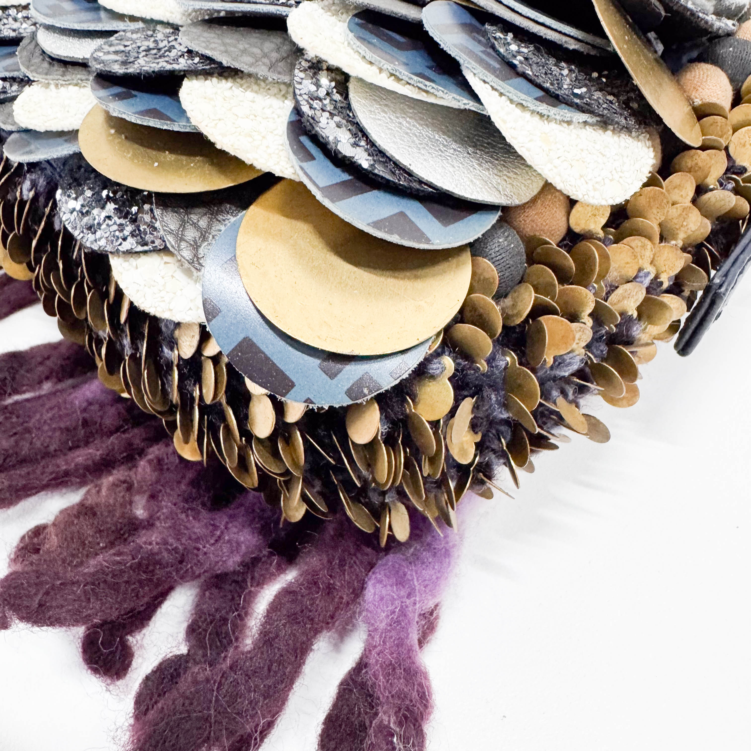 Baguette Multi-colour Wool & Sequin Shoulder Bag