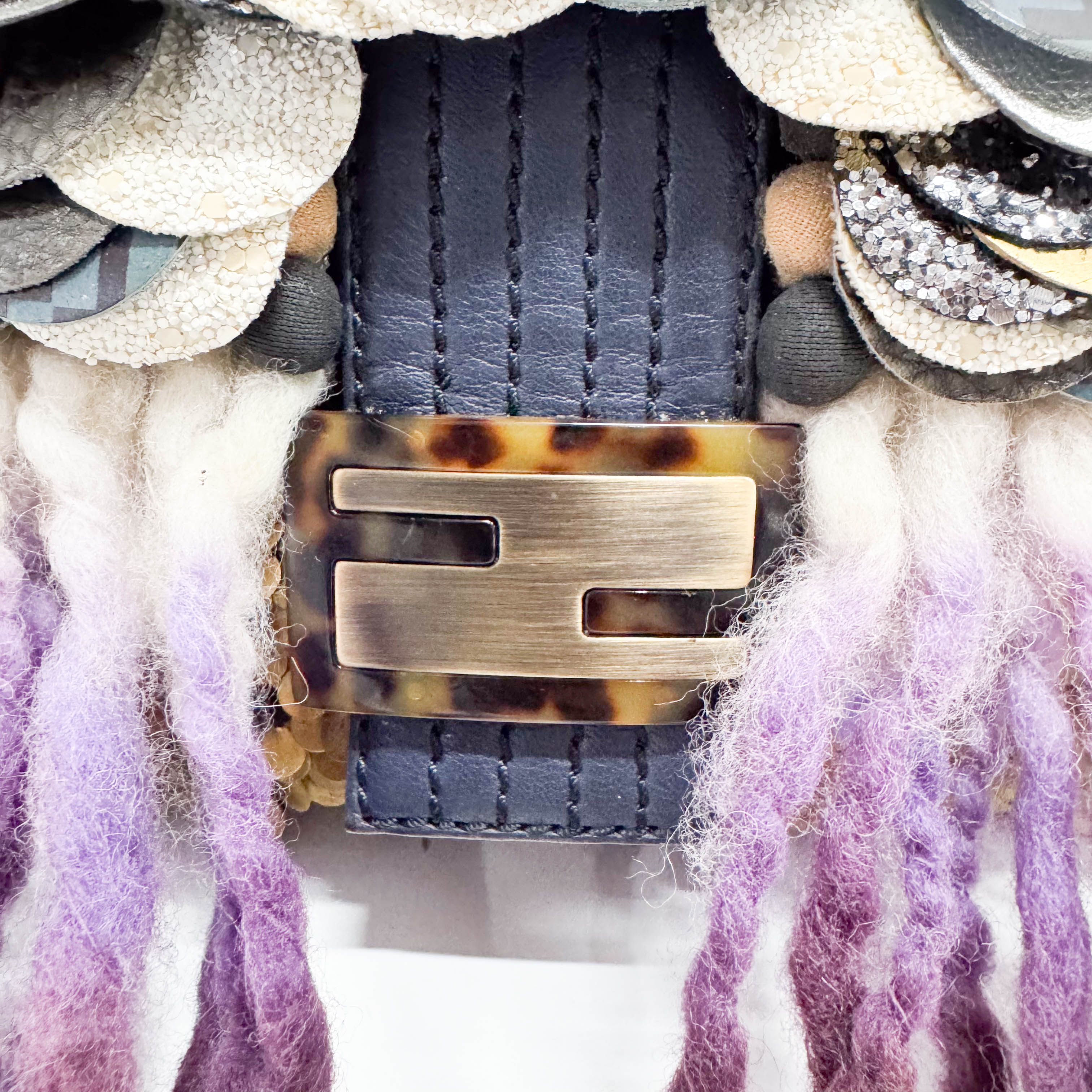 Baguette Multi-colour Wool & Sequin Shoulder Bag