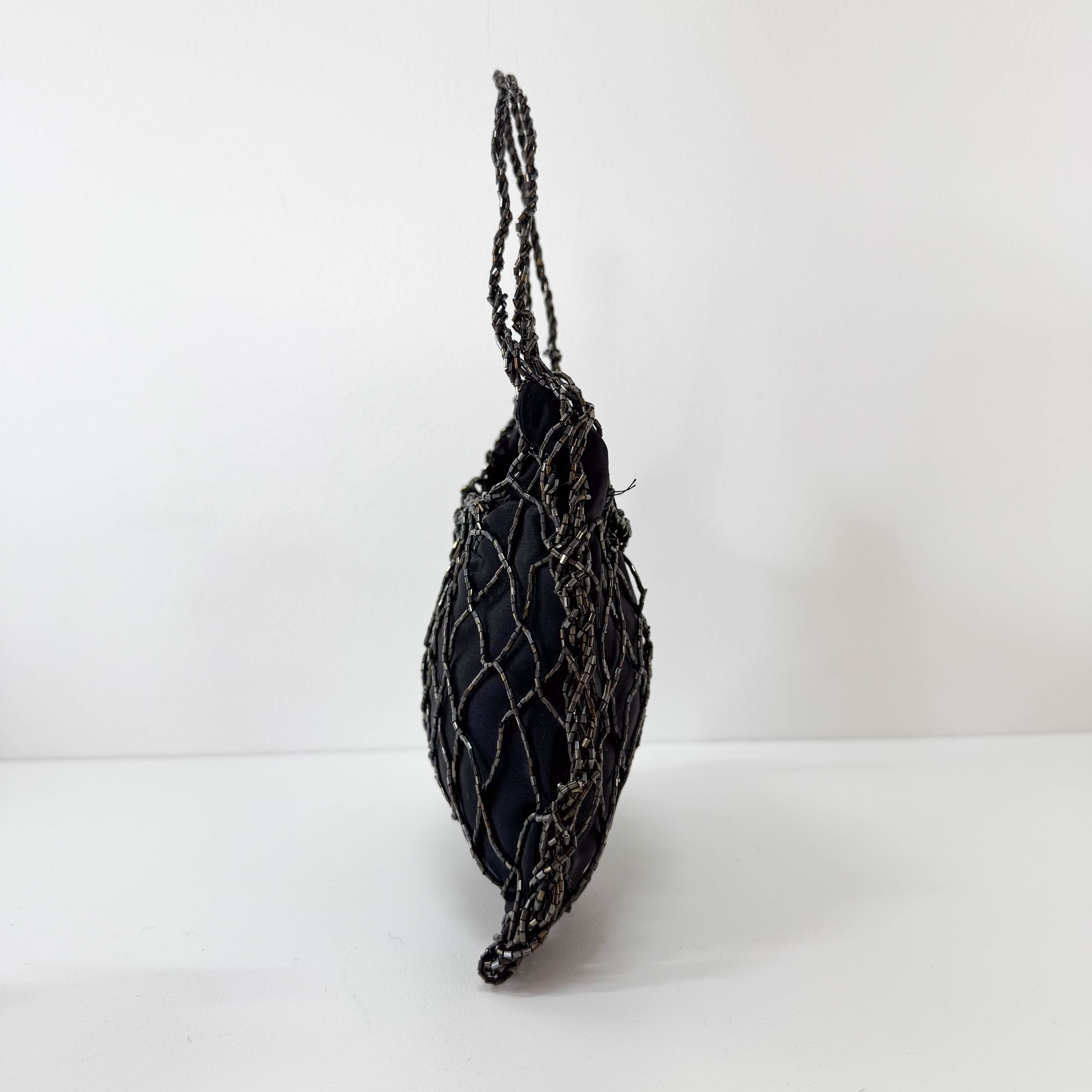 Archive Black Satin and Beads Handbag