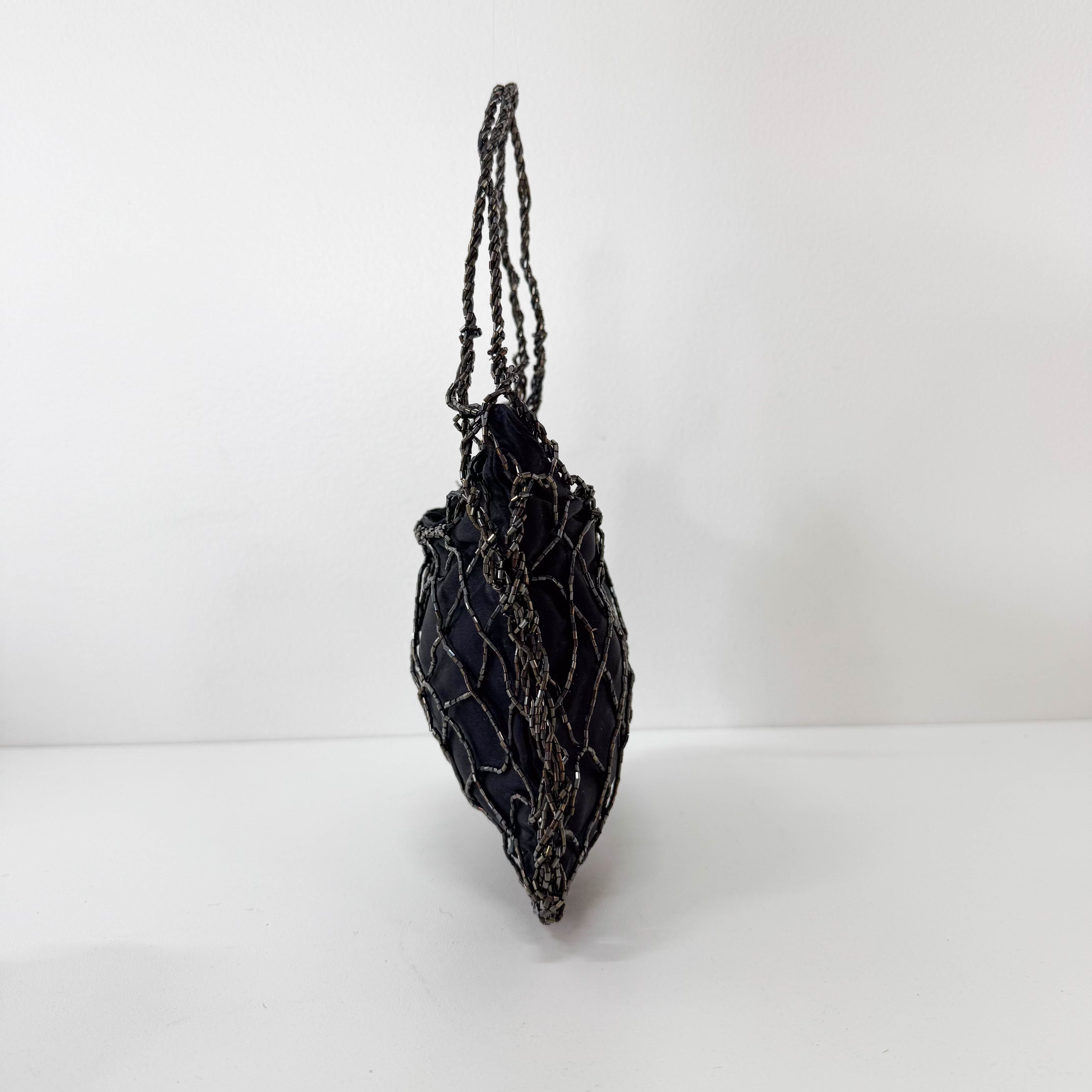 Archive Black Satin and Beads Handbag