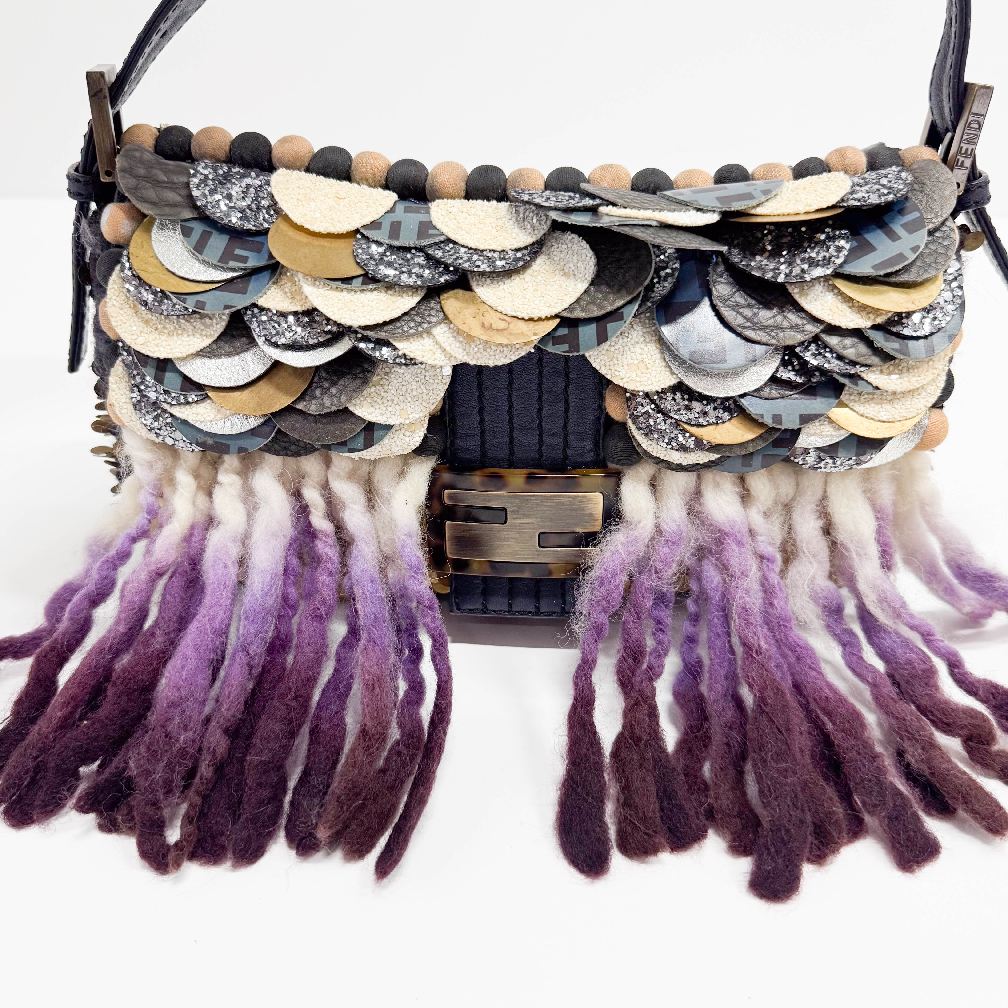 Baguette Multi-colour Wool & Sequin Shoulder Bag