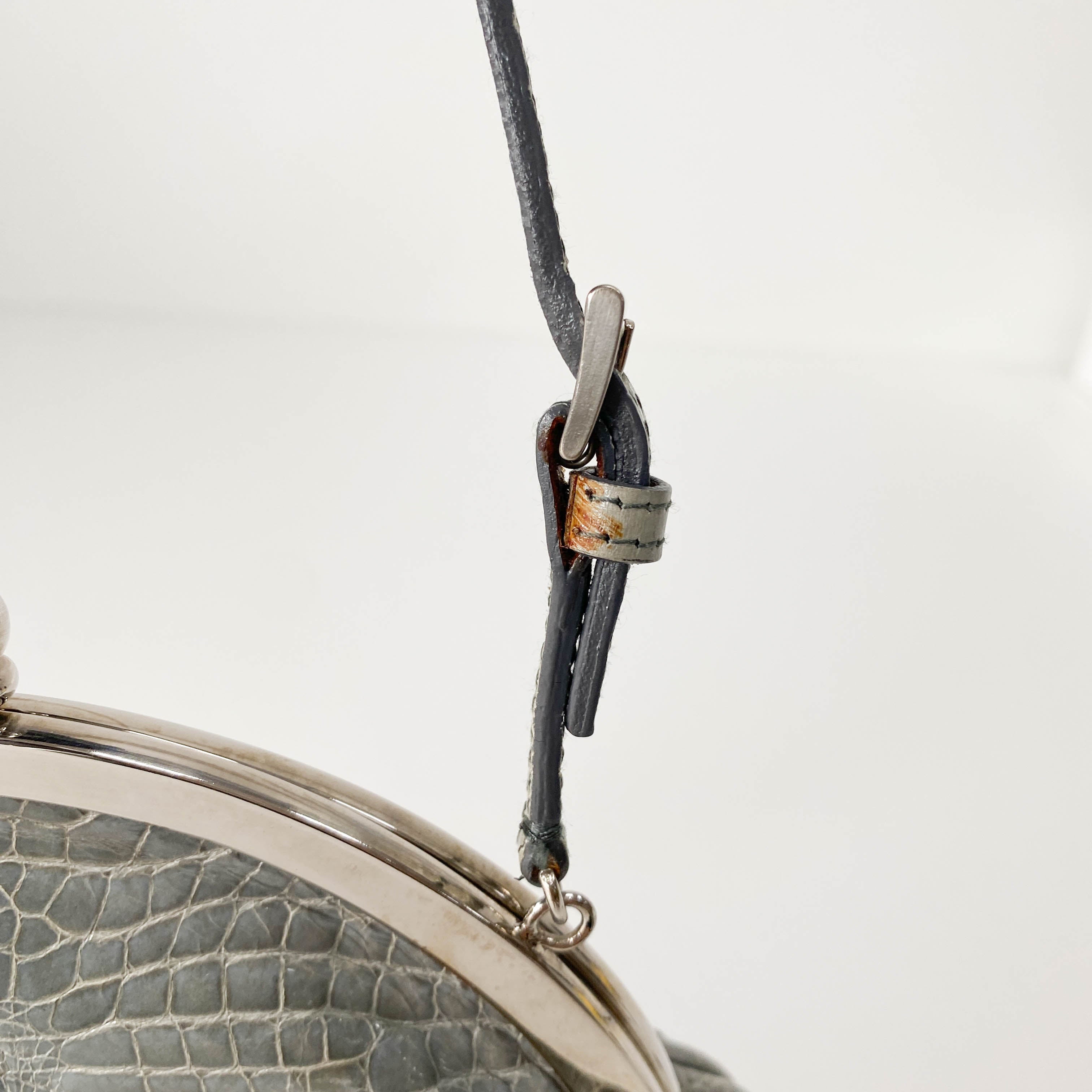 Mini Grey Leather Handbag