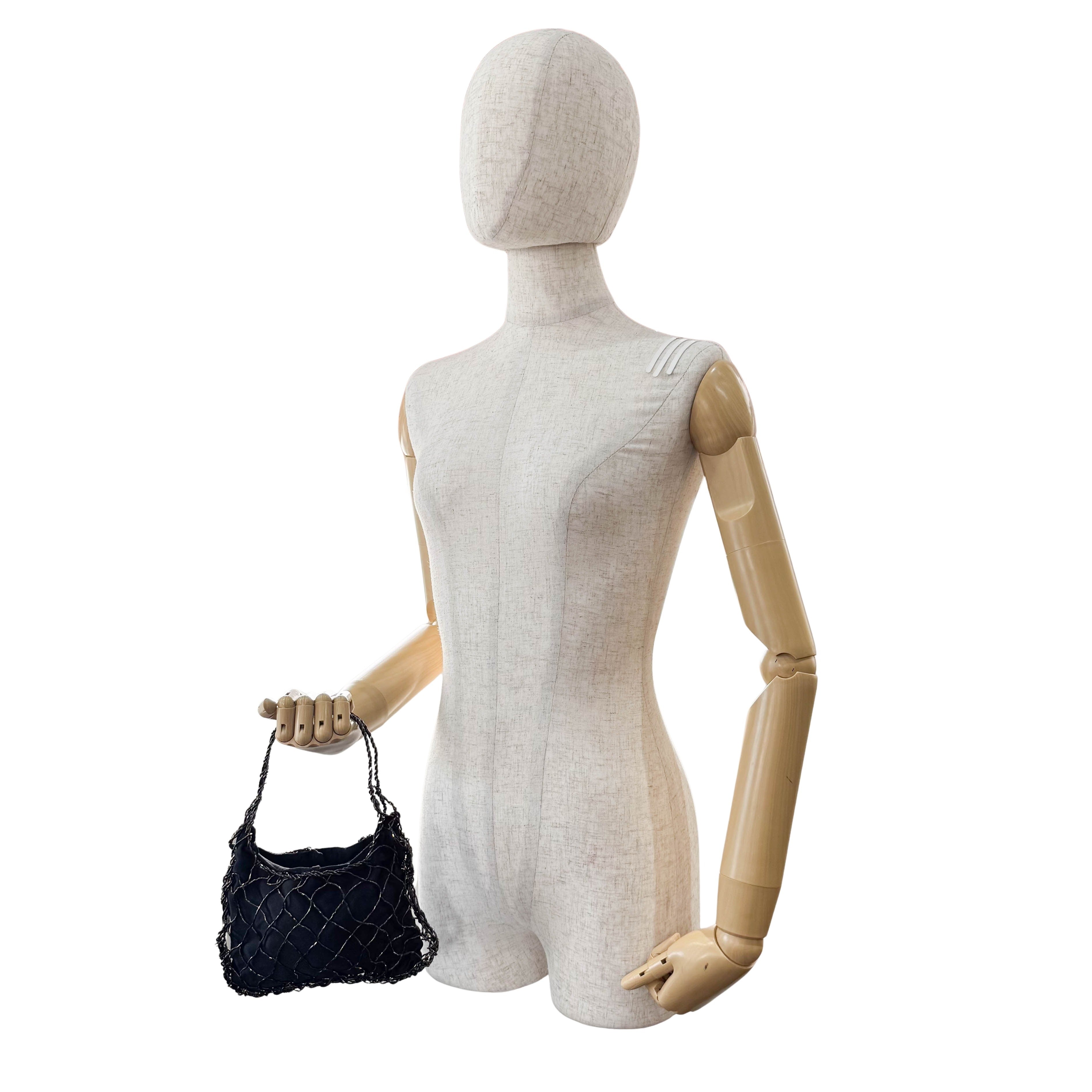 Archive Black Satin and Beads Handbag