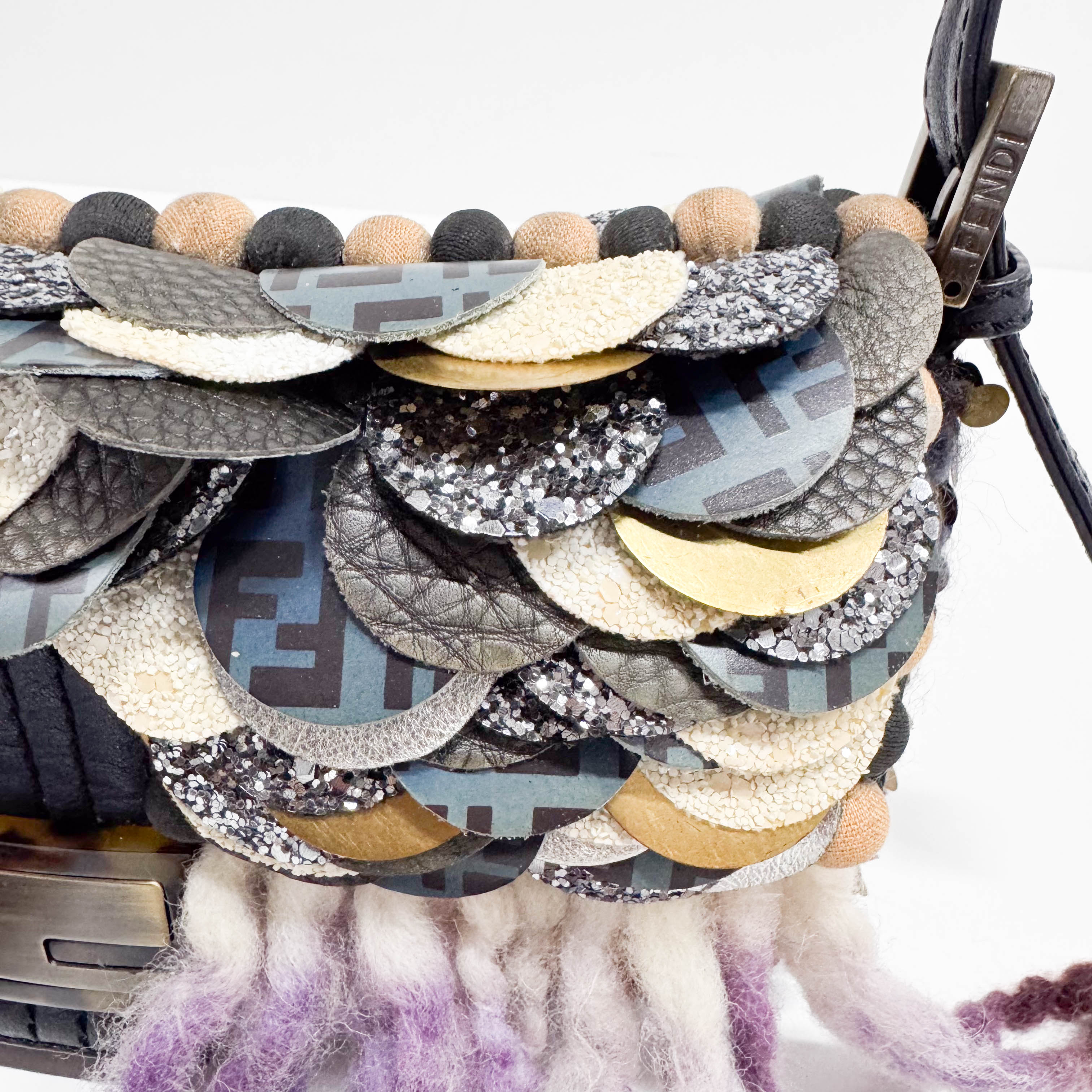 Baguette Multi-colour Wool & Sequin Shoulder Bag