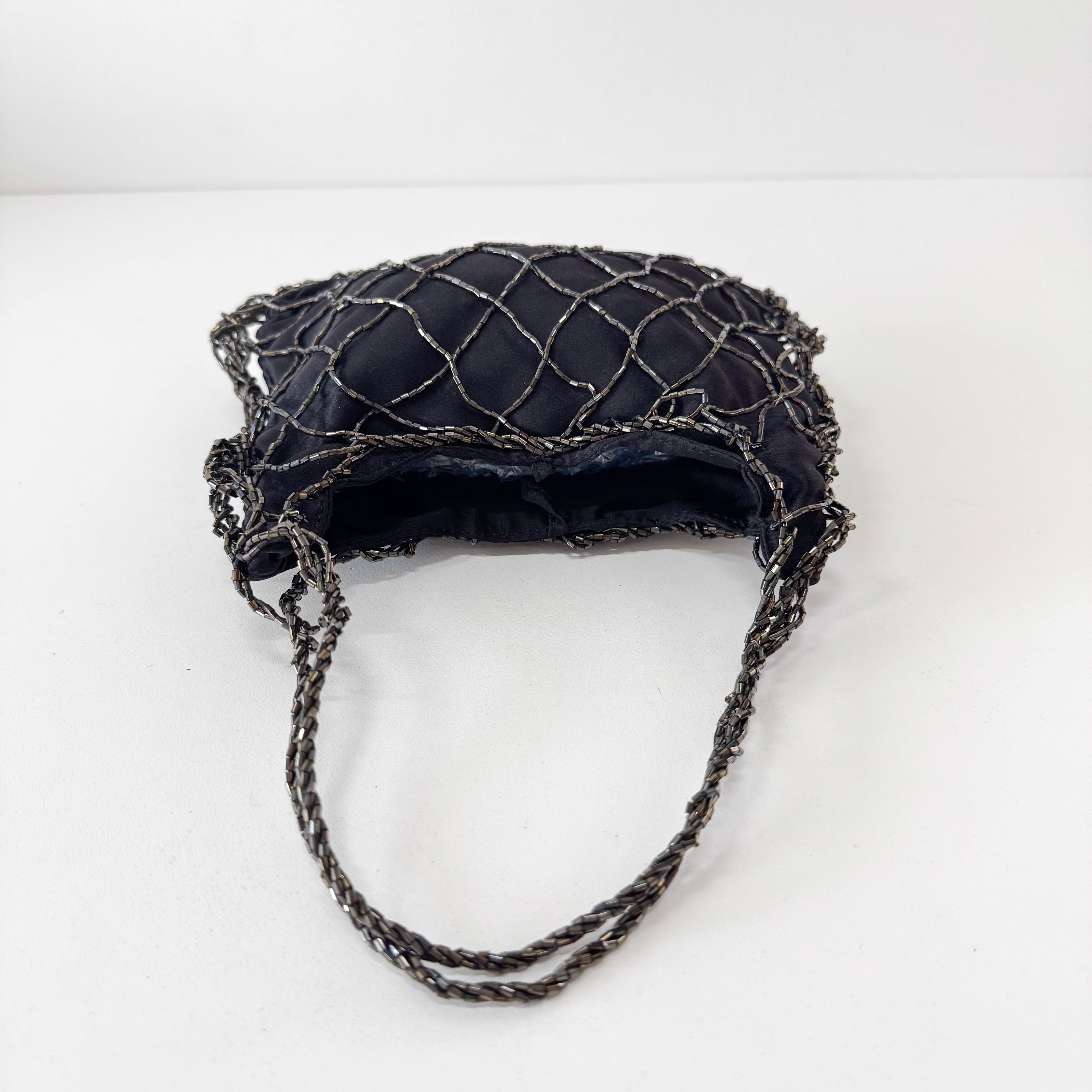 Archive Black Satin and Beads Handbag