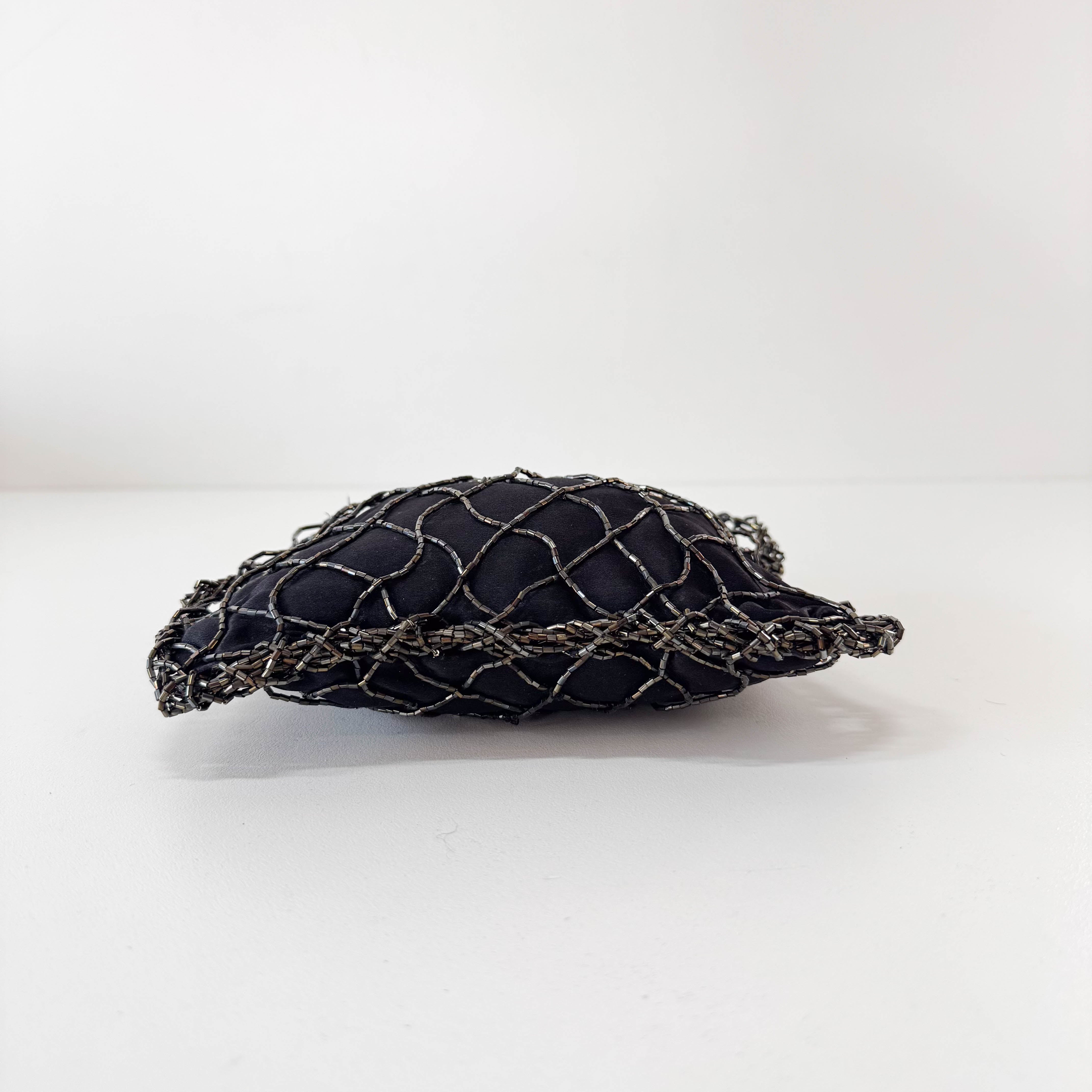 Archive Black Satin and Beads Handbag