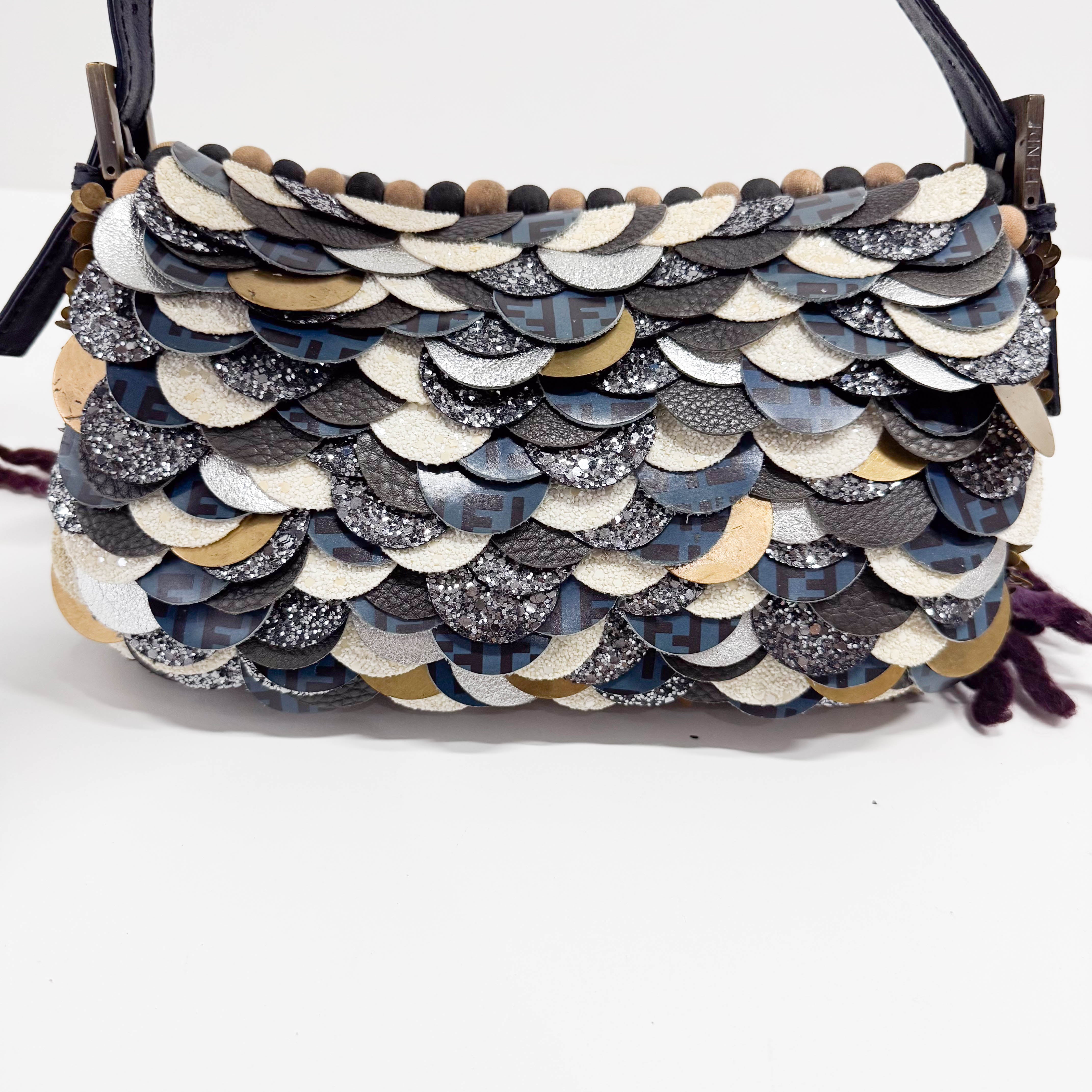 Baguette Multi-colour Wool & Sequin Shoulder Bag