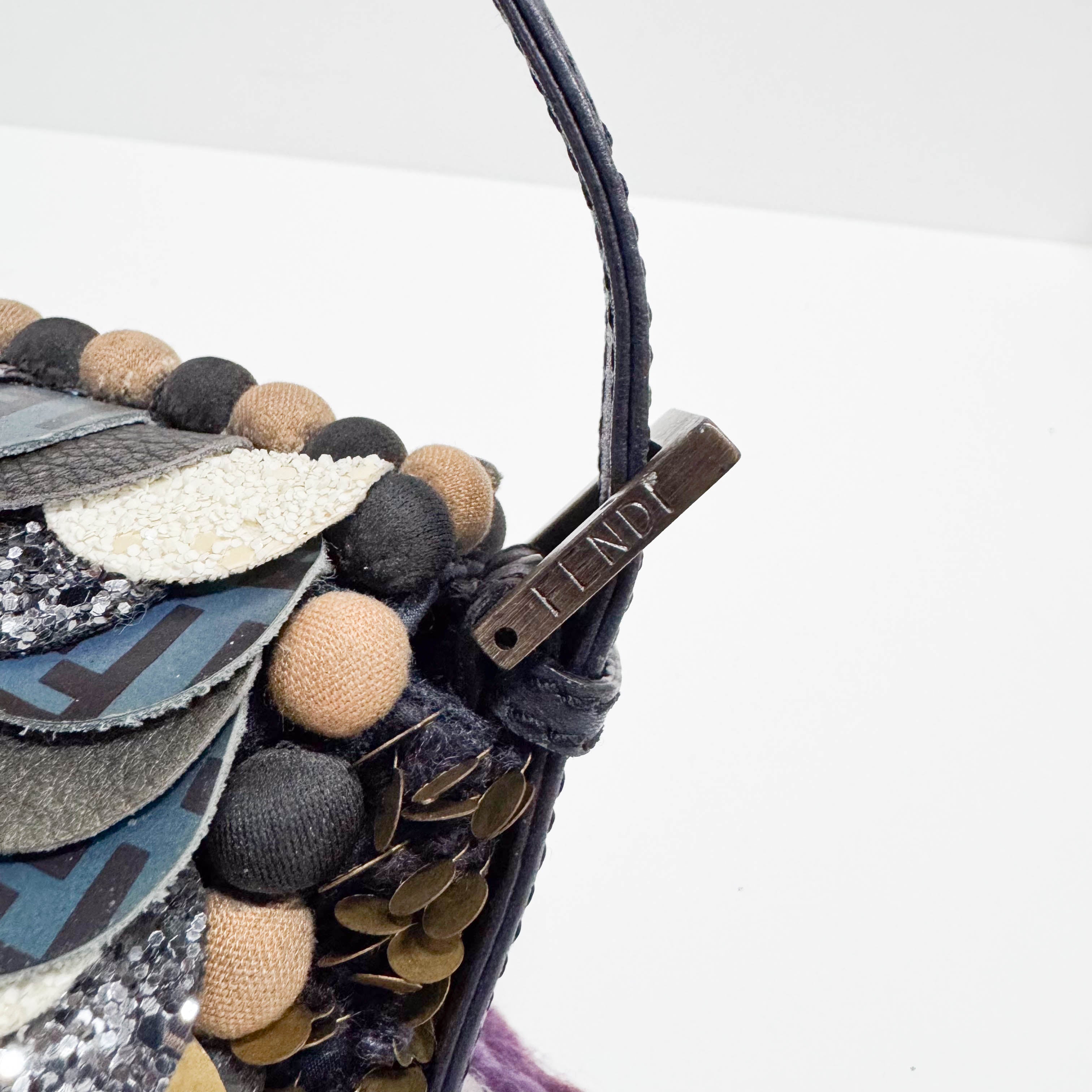 Baguette Multi-colour Wool & Sequin Shoulder Bag