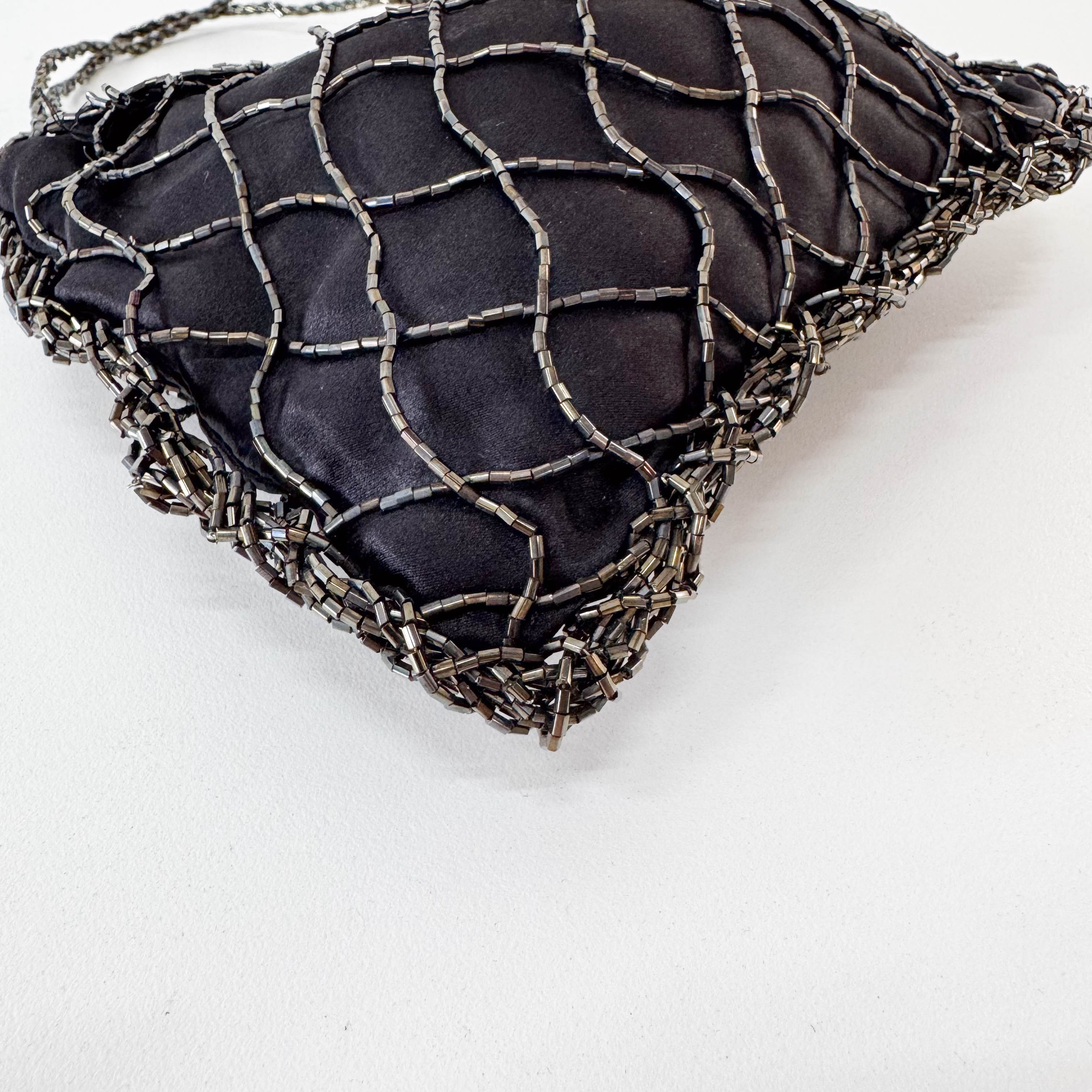 Archive Black Satin and Beads Handbag