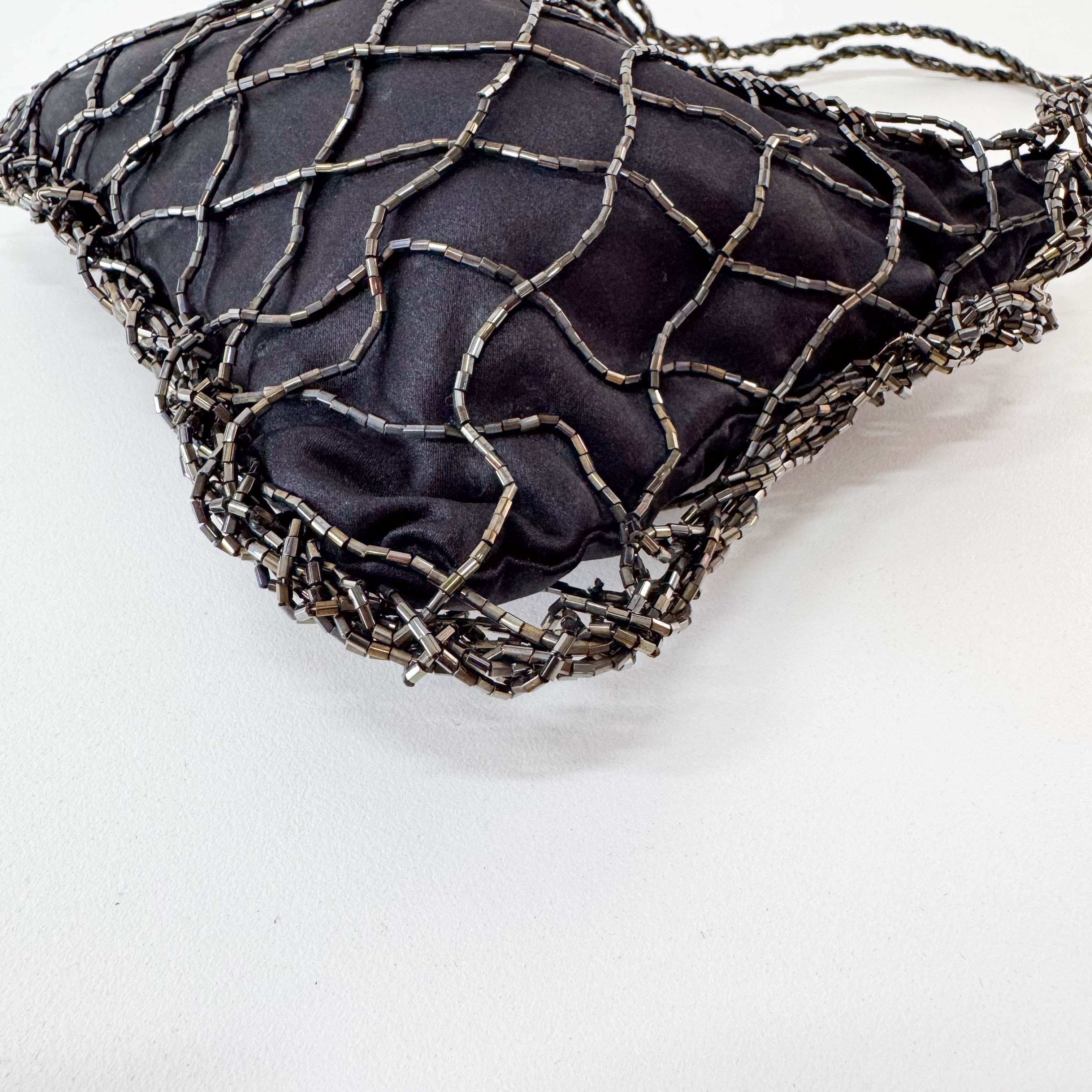 Archive Black Satin and Beads Handbag