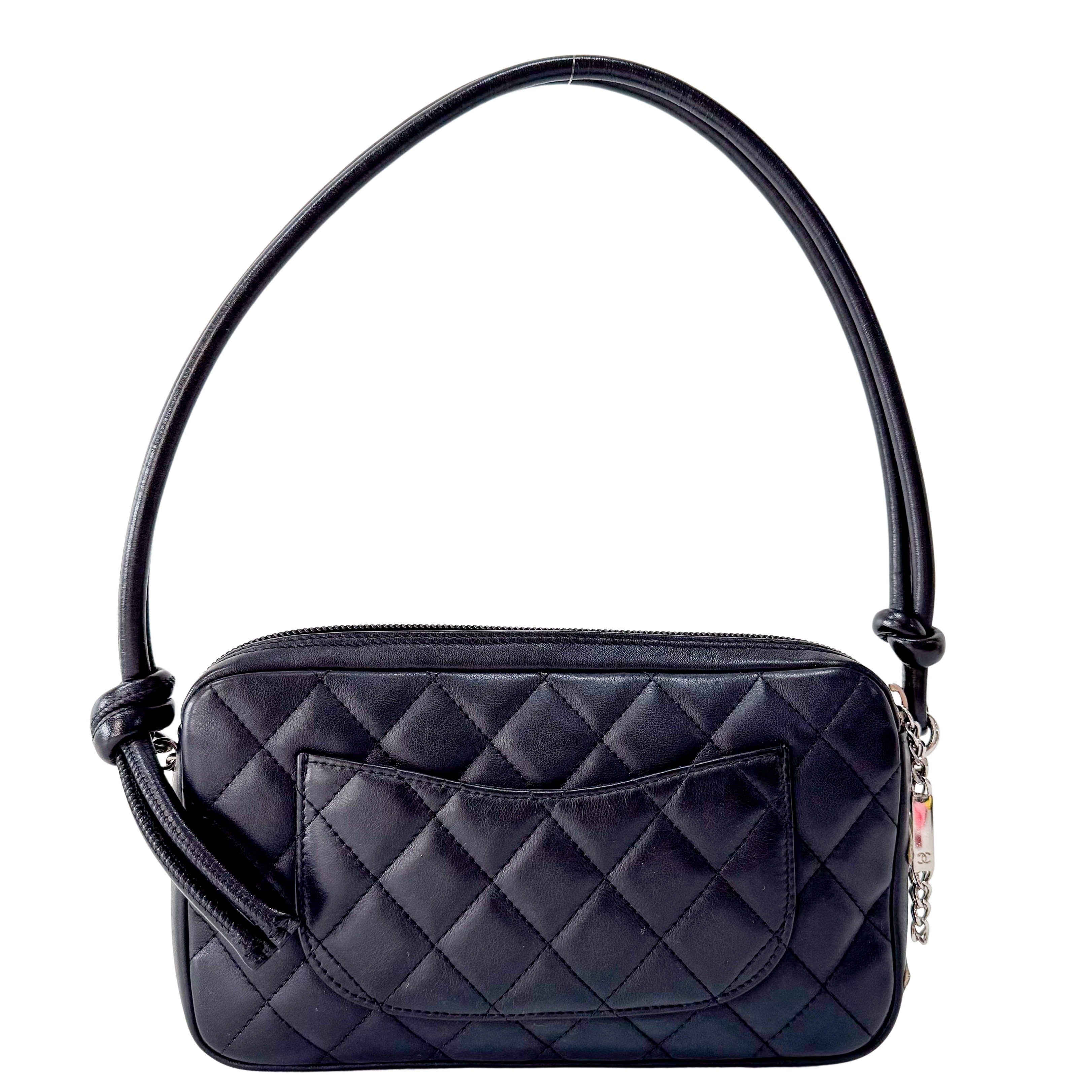 Calfskin Quilted Cambon Pochette White Black
