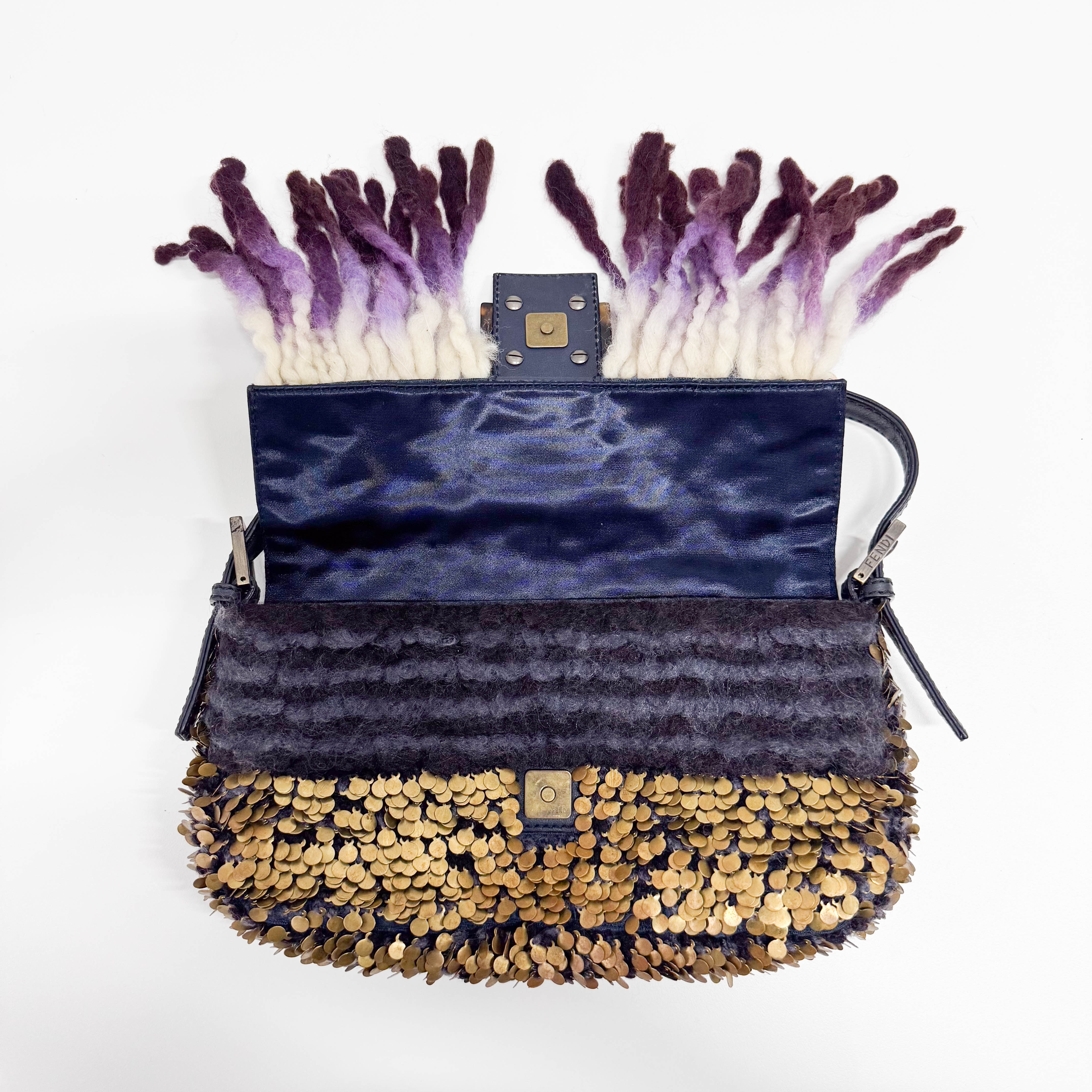 Baguette Multi-colour Wool & Sequin Shoulder Bag