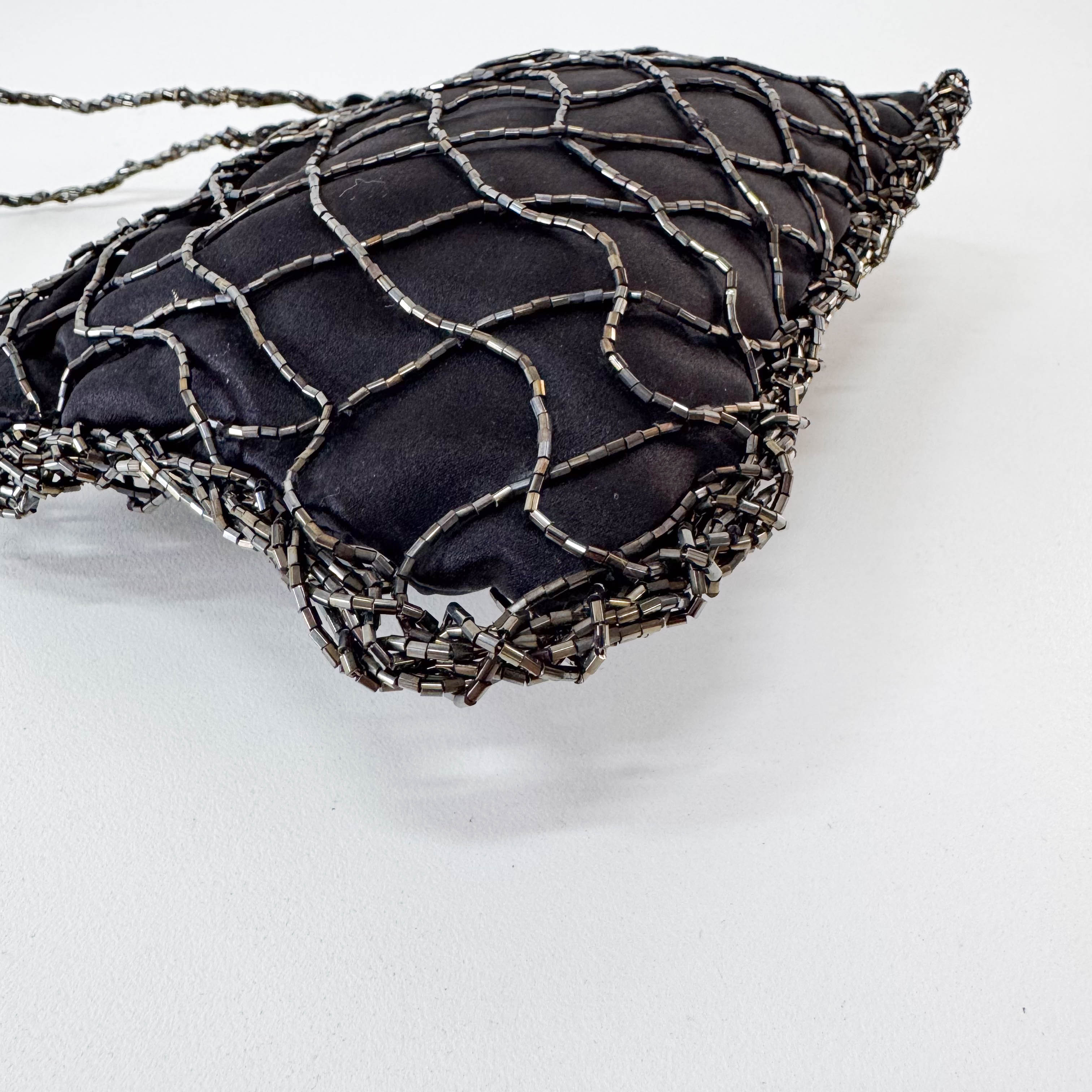 Archive Black Satin and Beads Handbag