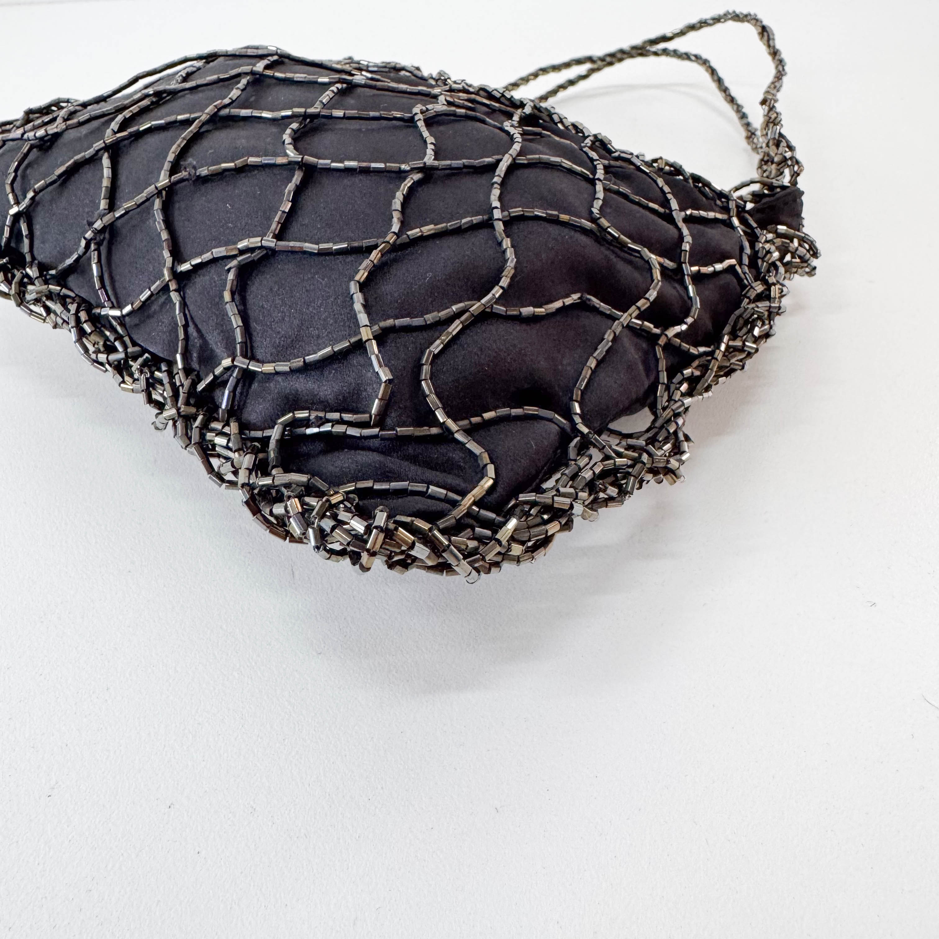 Archive Black Satin and Beads Handbag