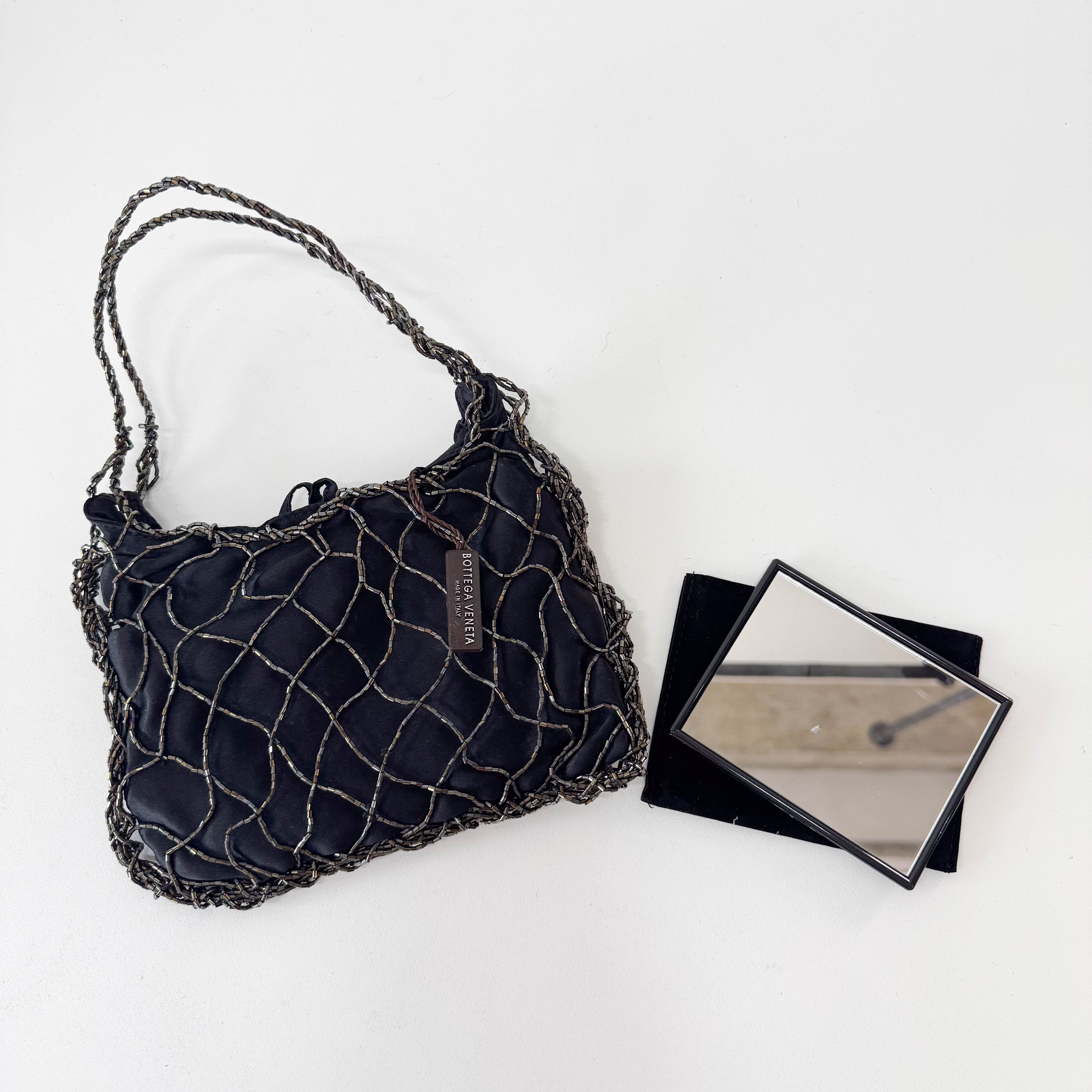 Archive Black Satin and Beads Handbag