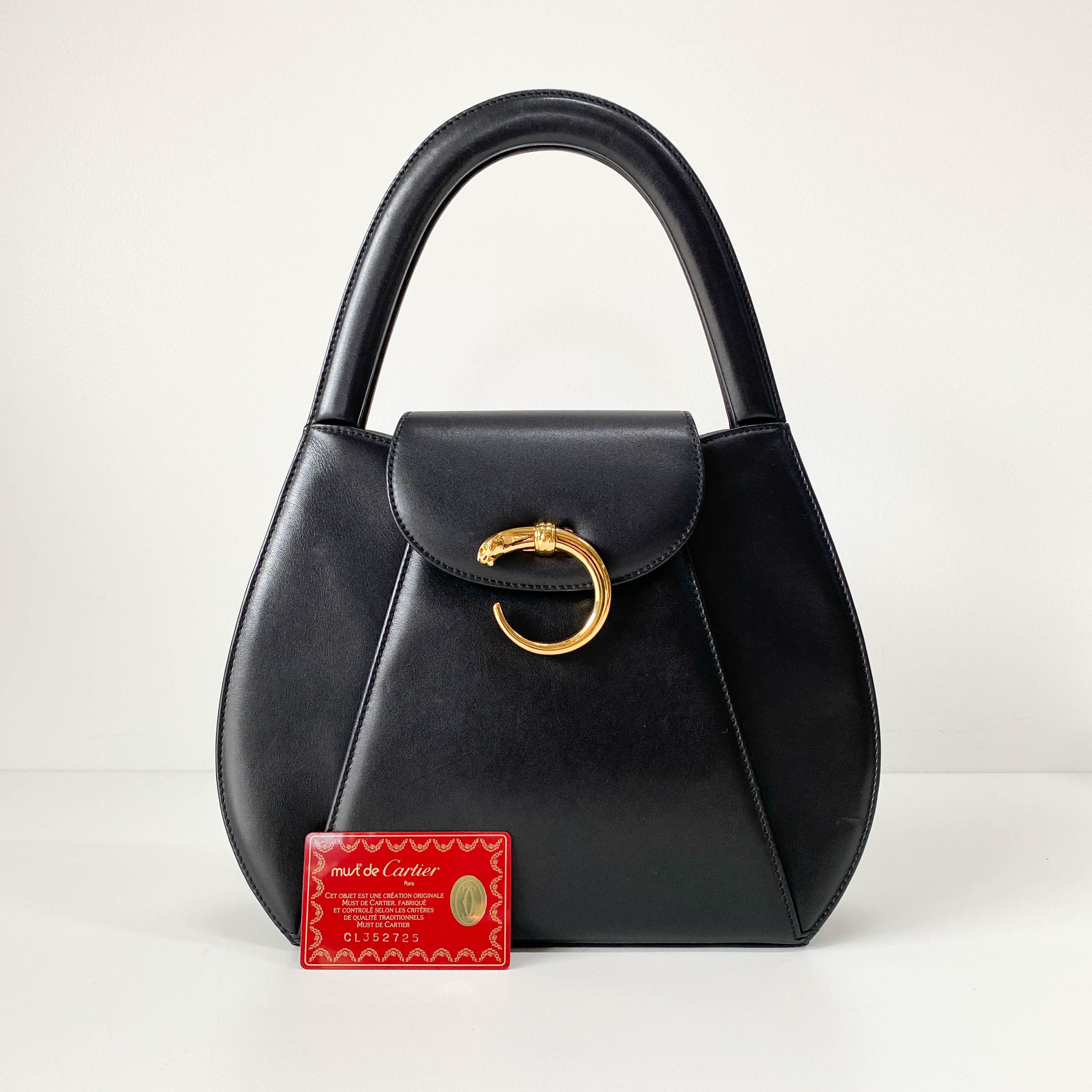 Panthère Black Leather Handbag