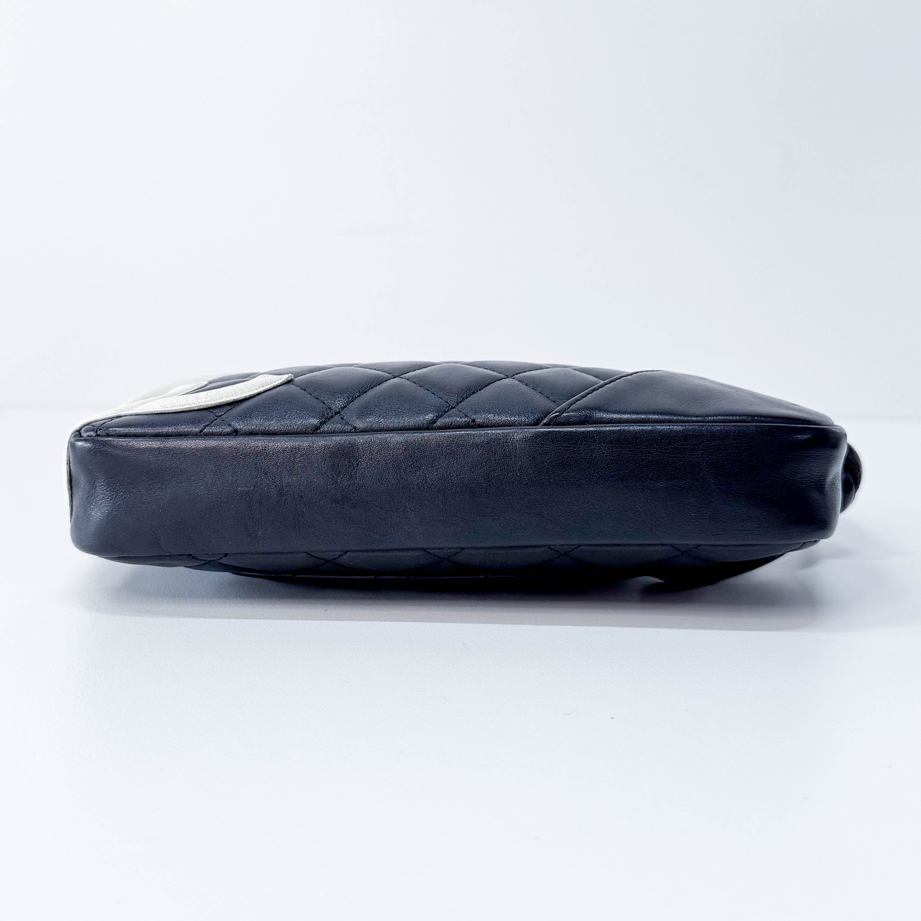 Calfskin Quilted Cambon Pochette White Black