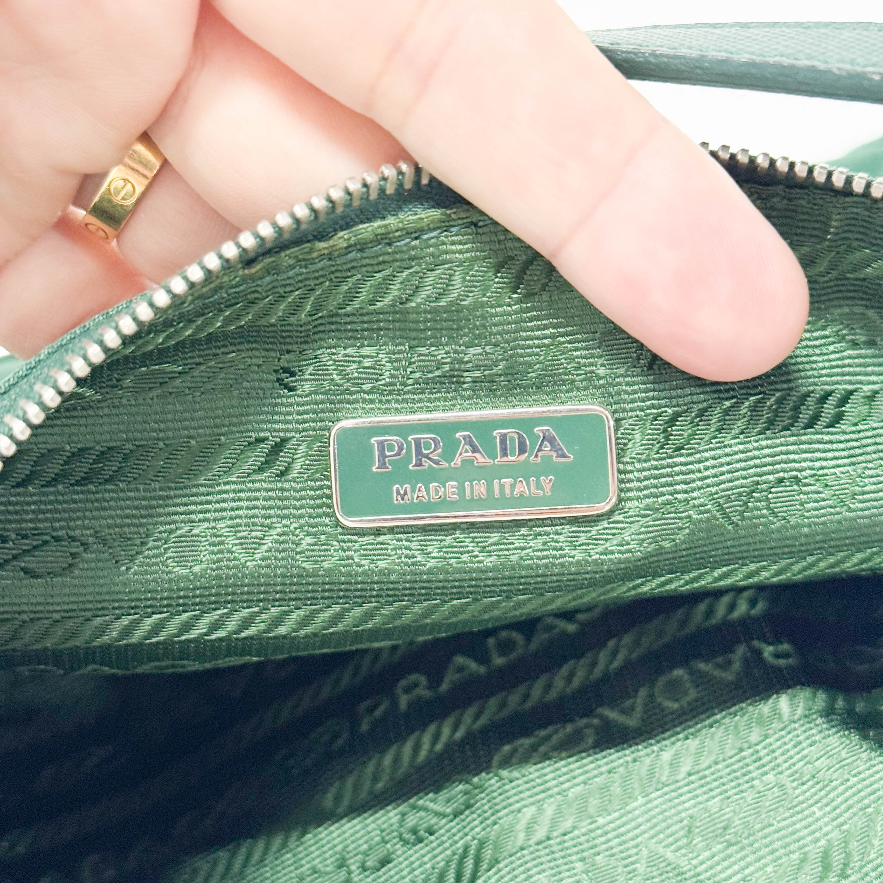 Green Nylon Shoulder Bag