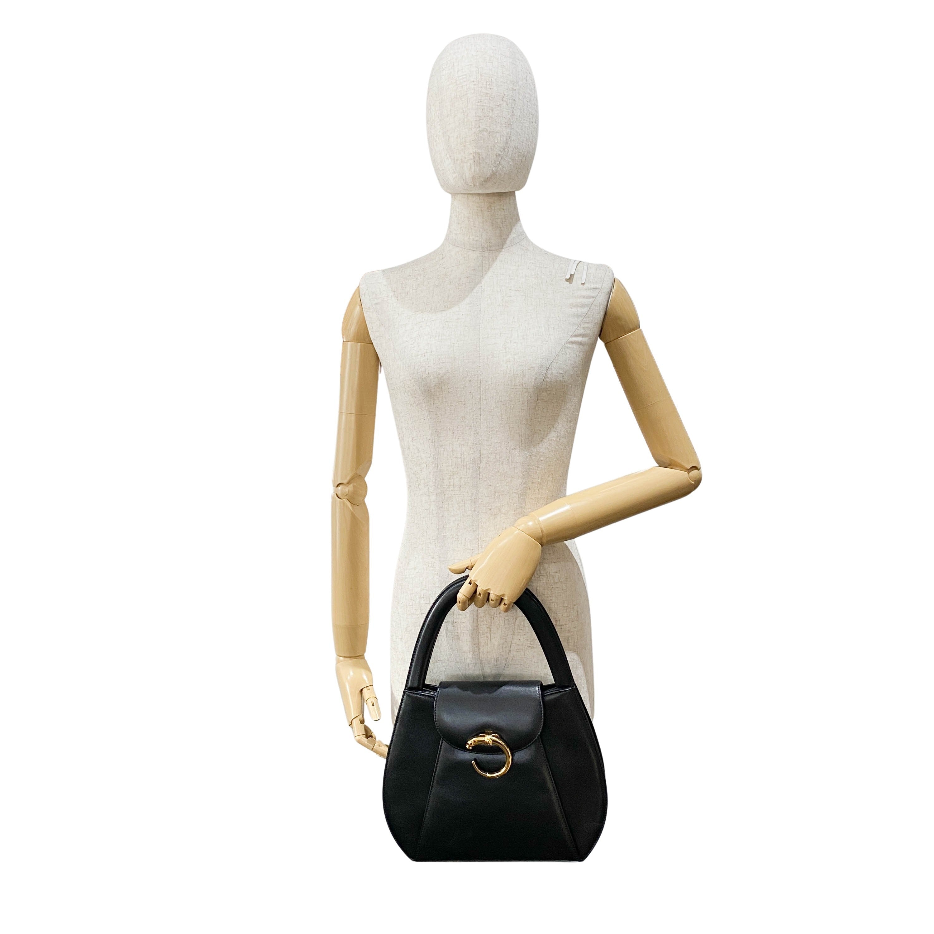 Panthère Black Leather Handbag