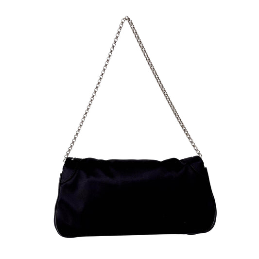 Black Satin Silver Chain Bag