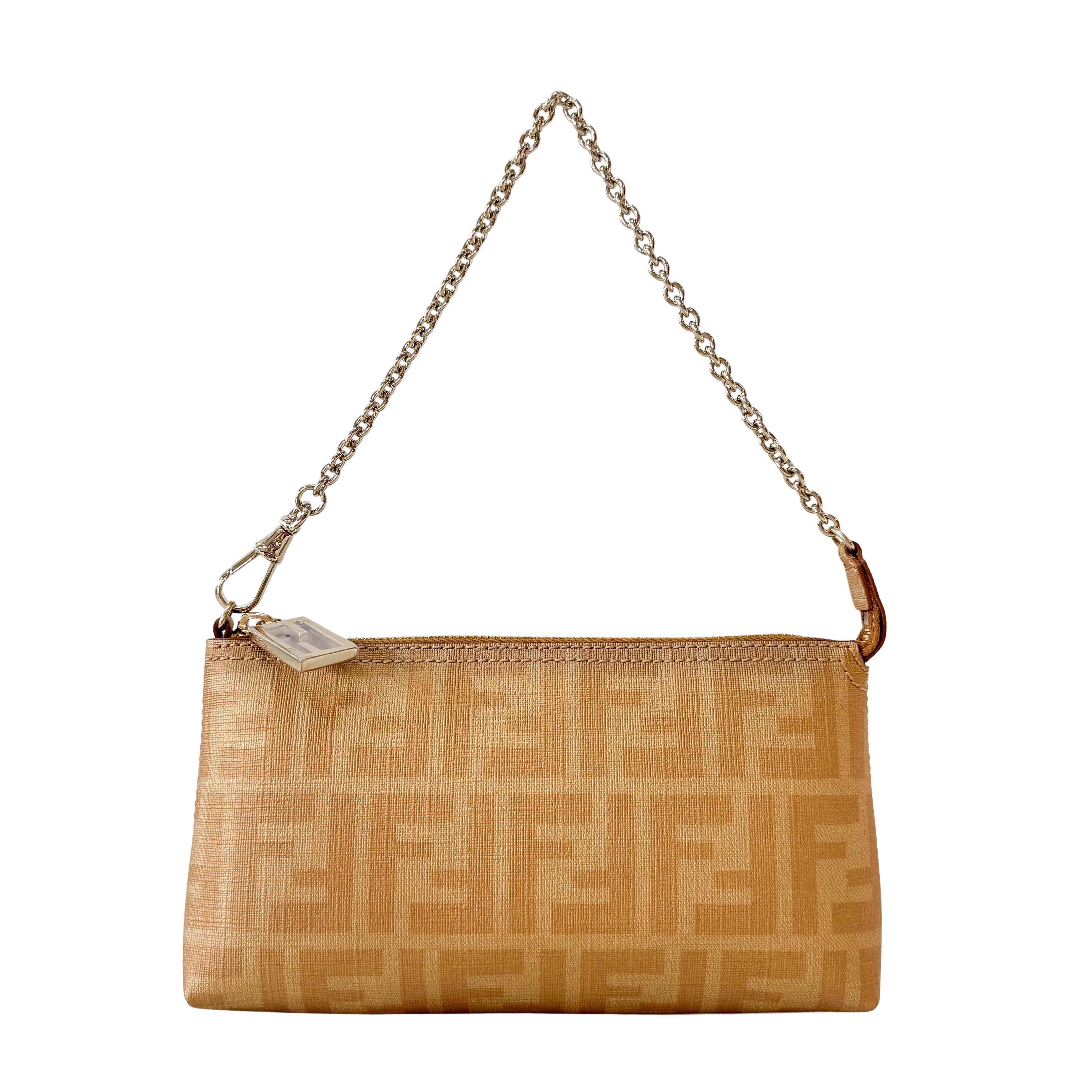 Zucca Gold Coated Canvas Pouch Bag