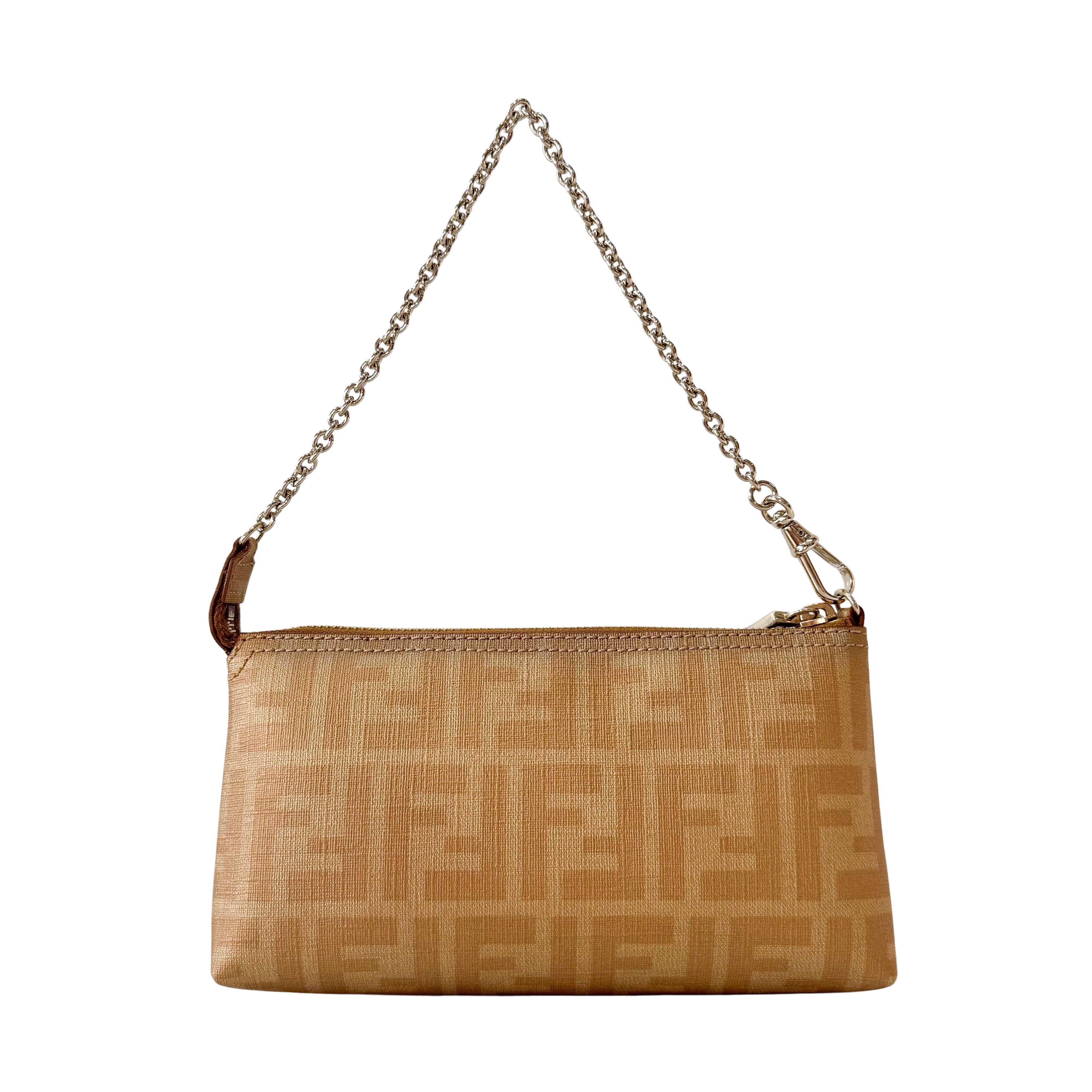 Zucca Gold Coated Canvas Pouch Bag