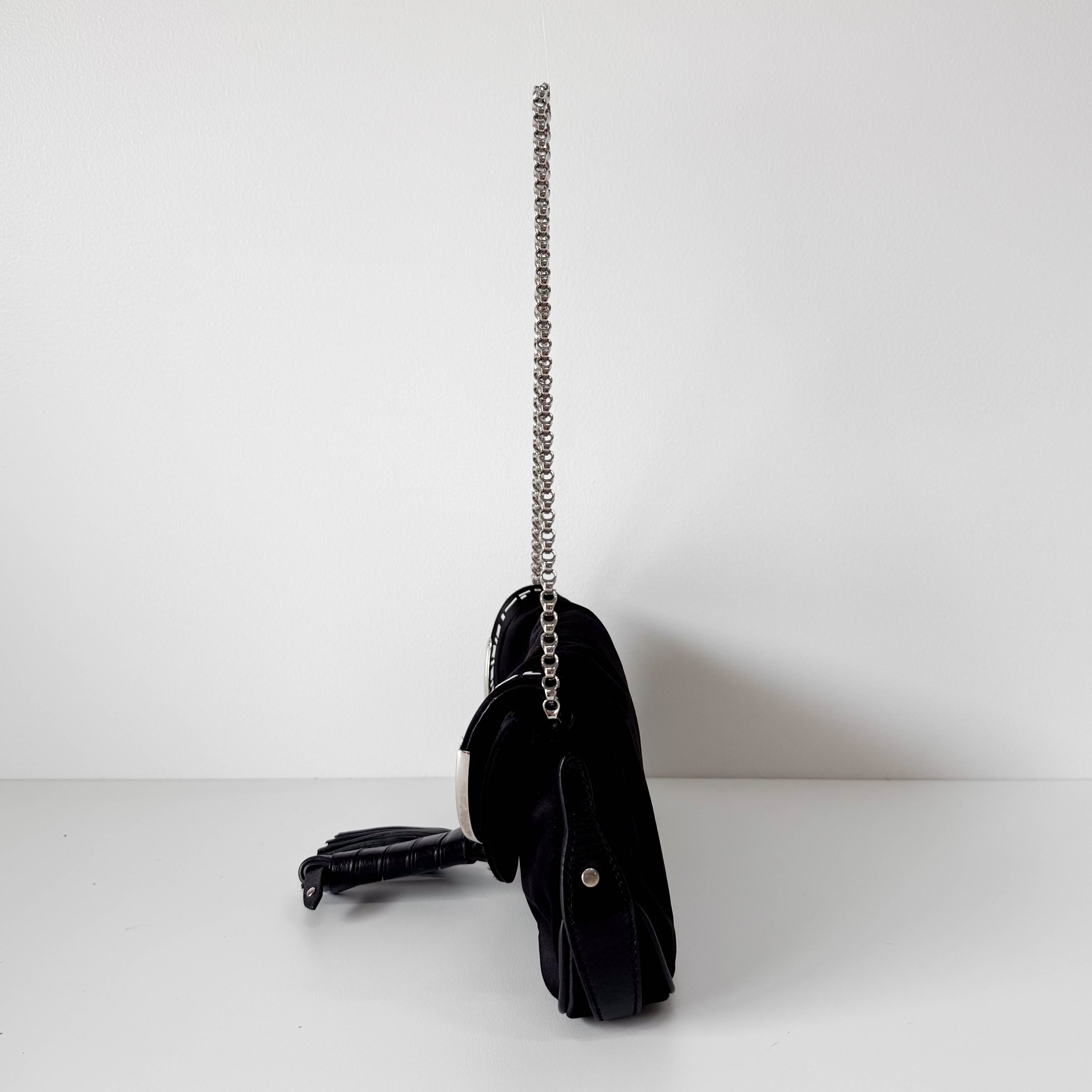 Black Satin Silver Chain Bag