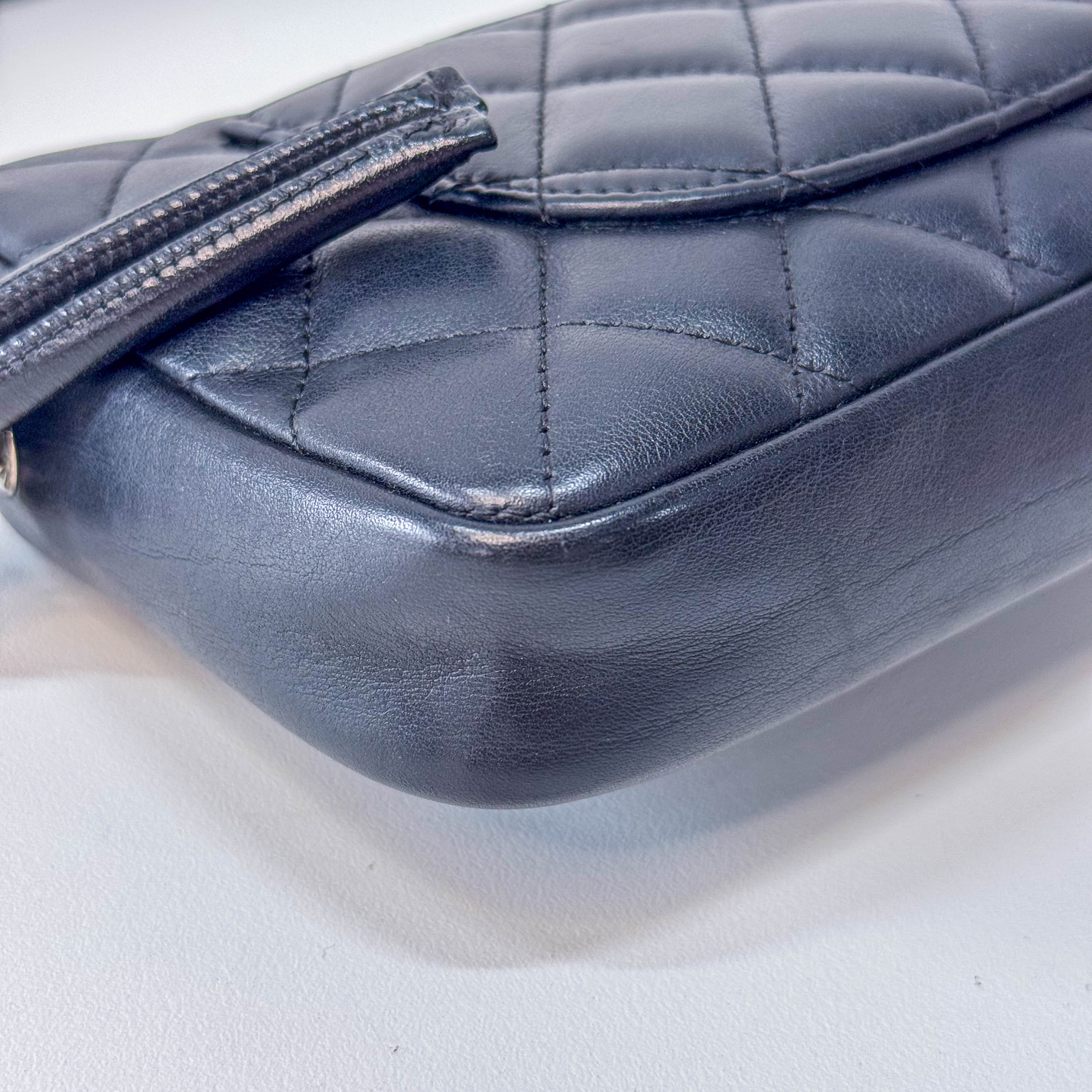 Calfskin Quilted Cambon Pochette White Black