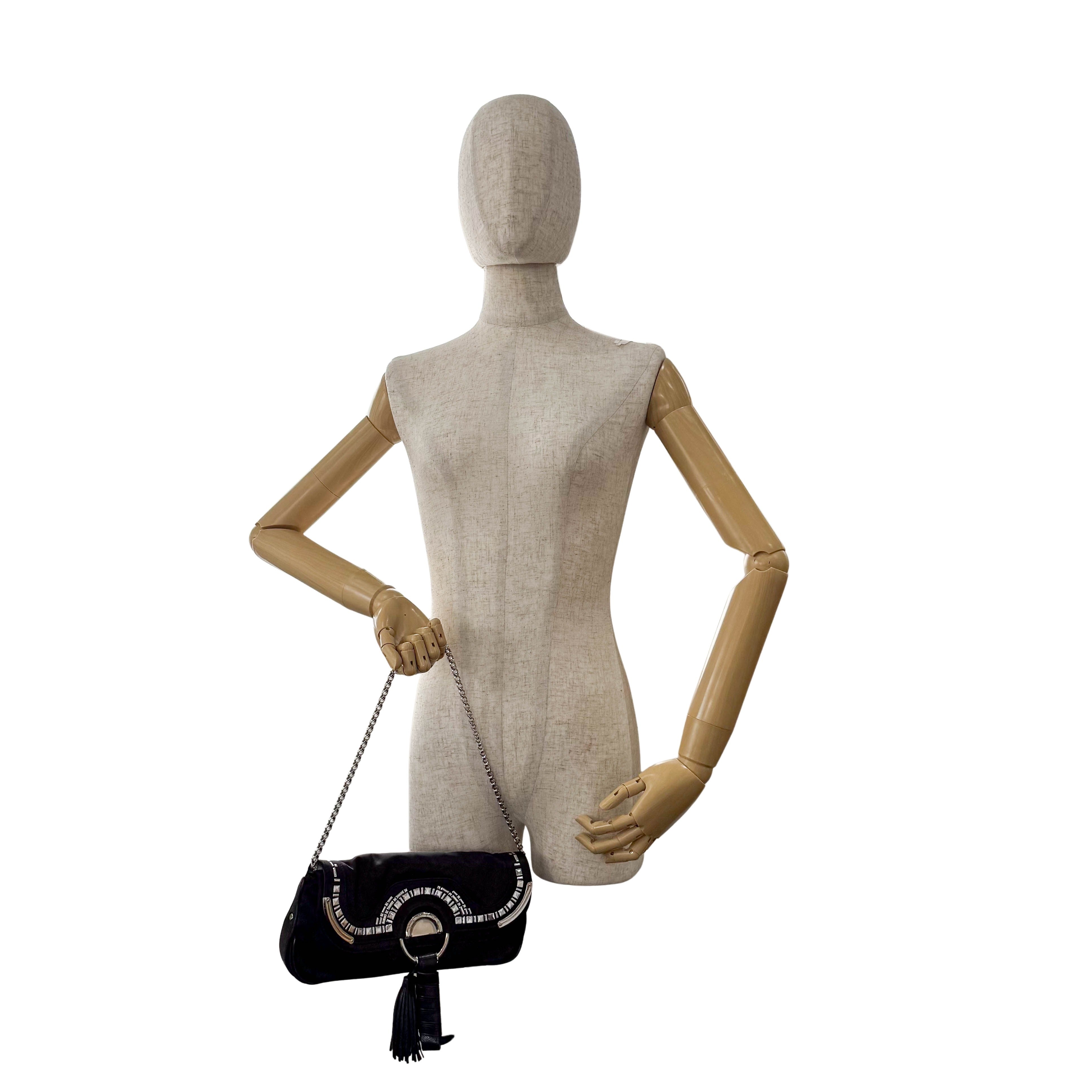 Black Satin Silver Chain Bag