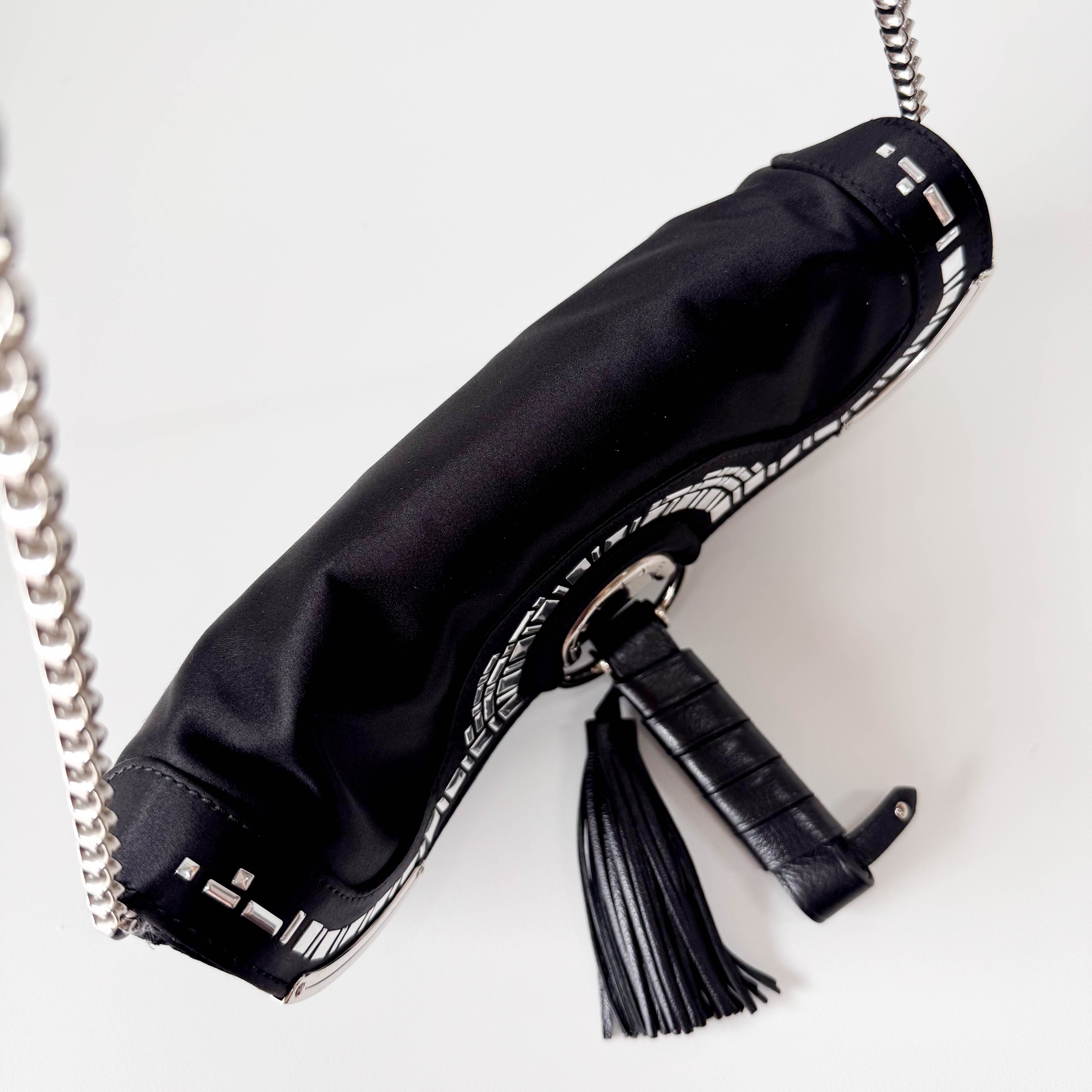 Black Satin Silver Chain Bag