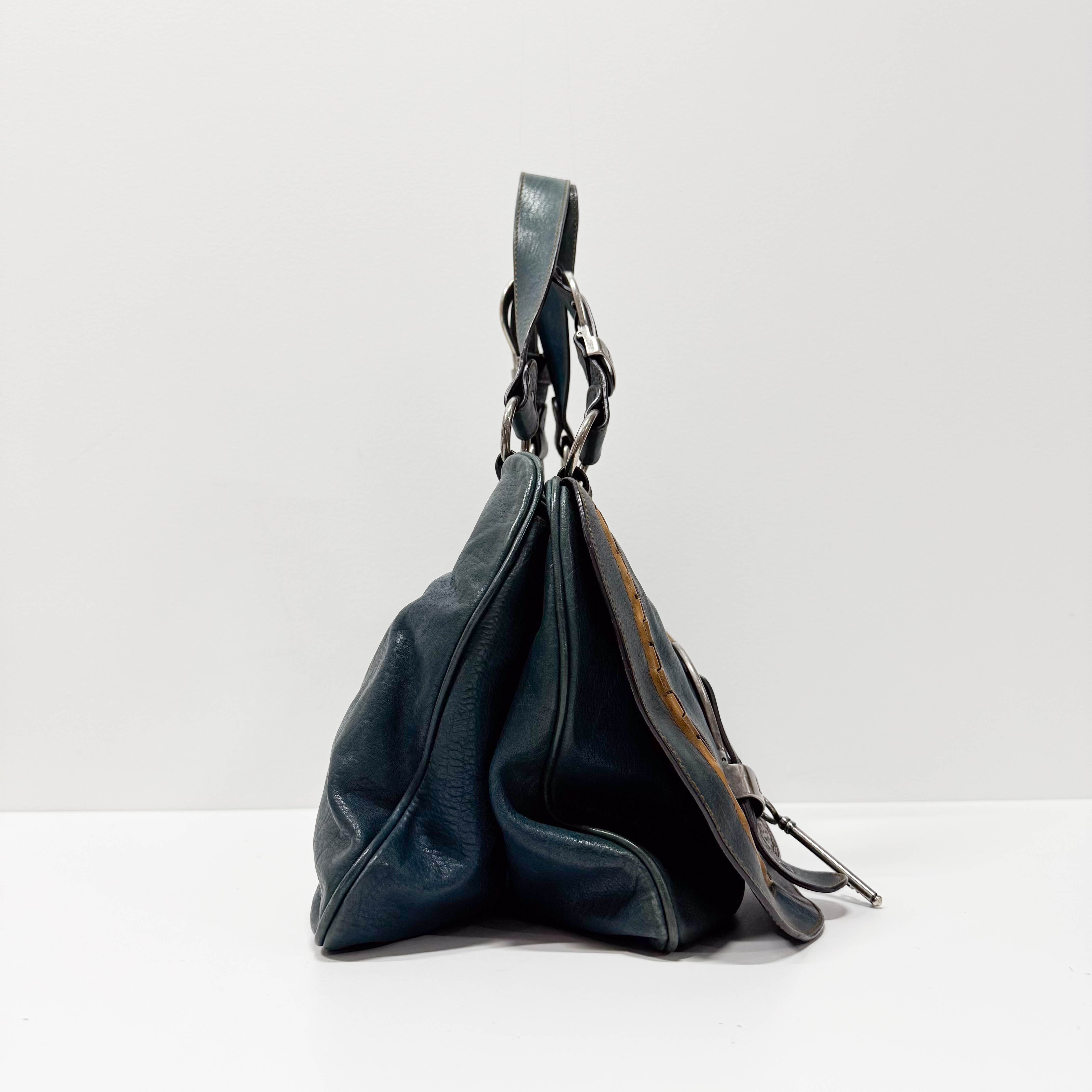 Gaucho Green Calfskin Leather Shoulder Bag