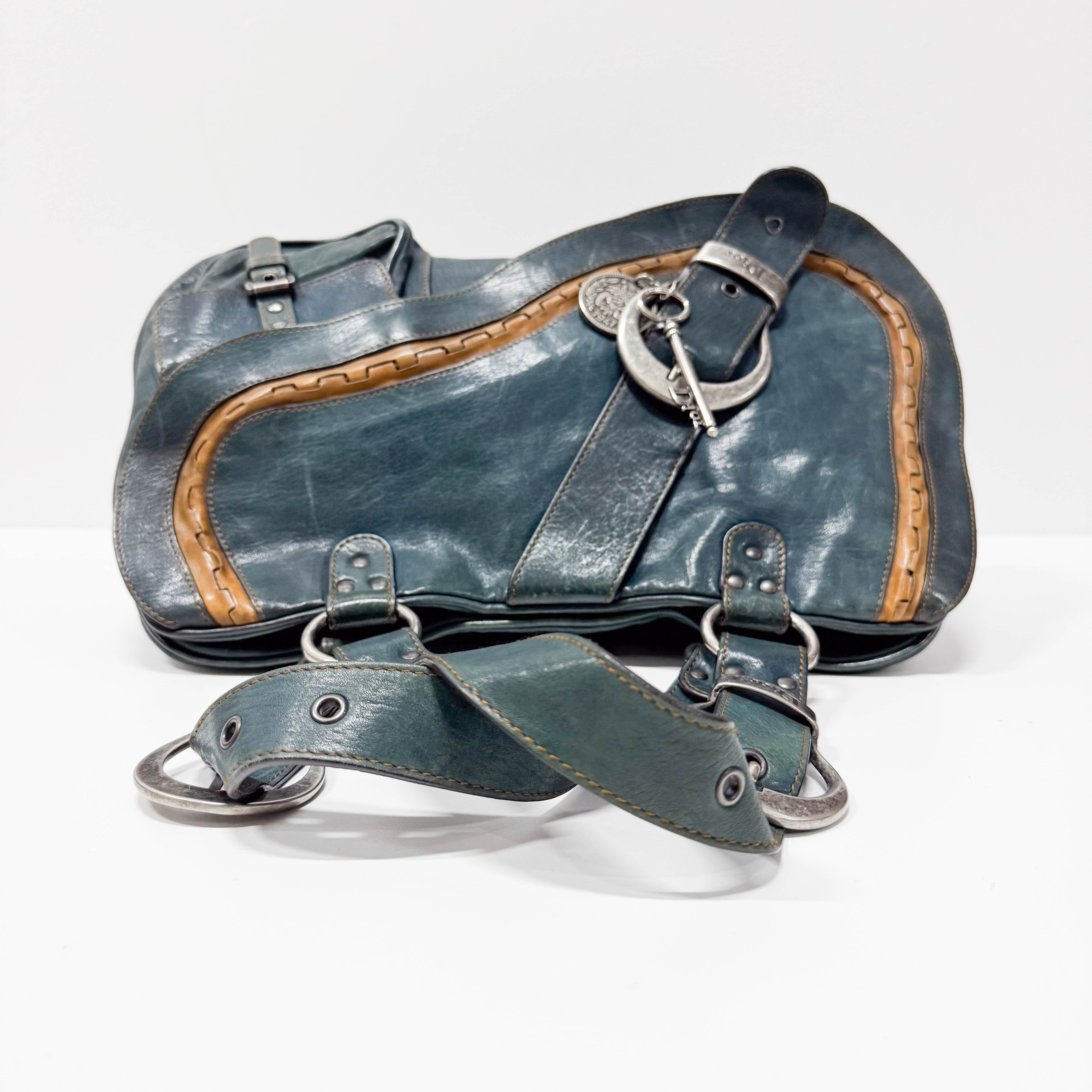 Gaucho Green Calfskin Leather Shoulder Bag