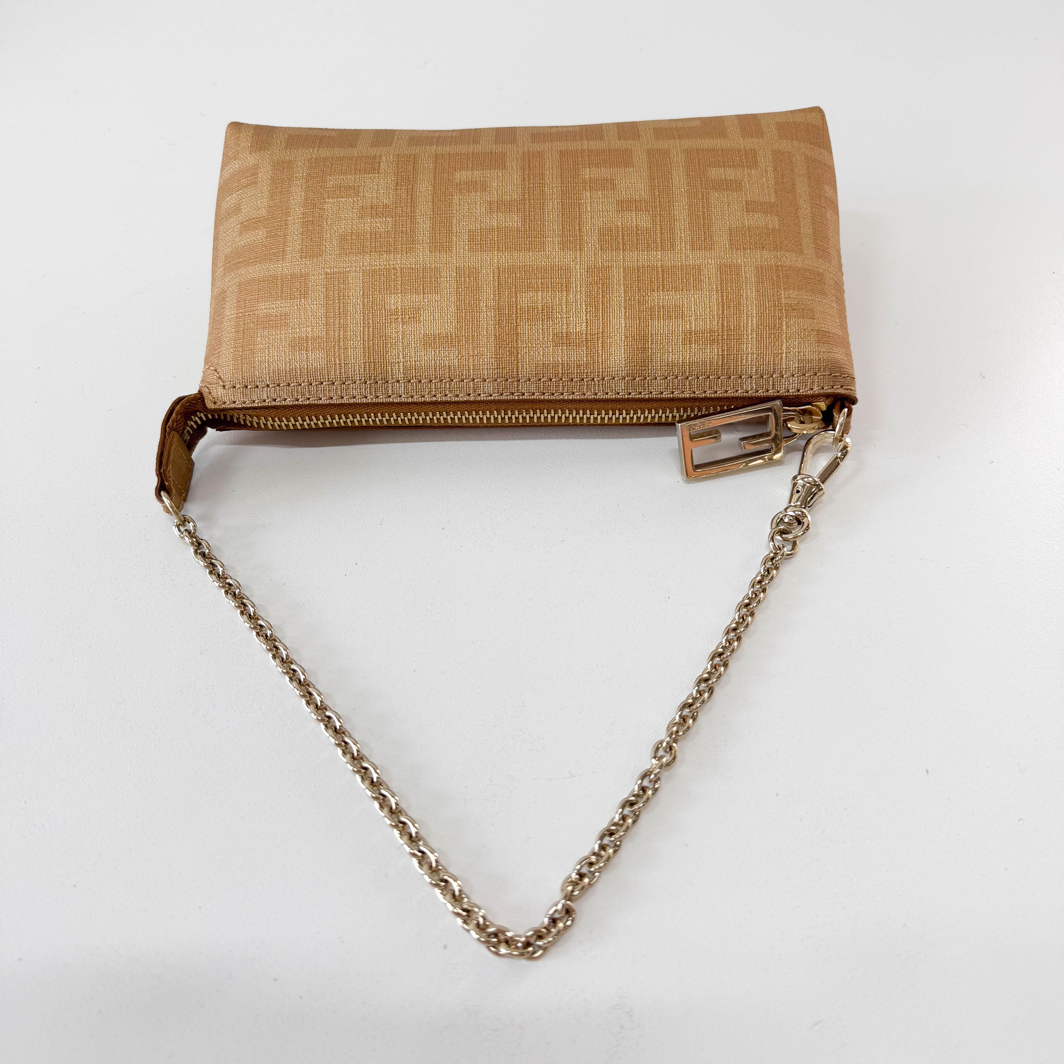 Zucca Gold Coated Canvas Pouch Bag