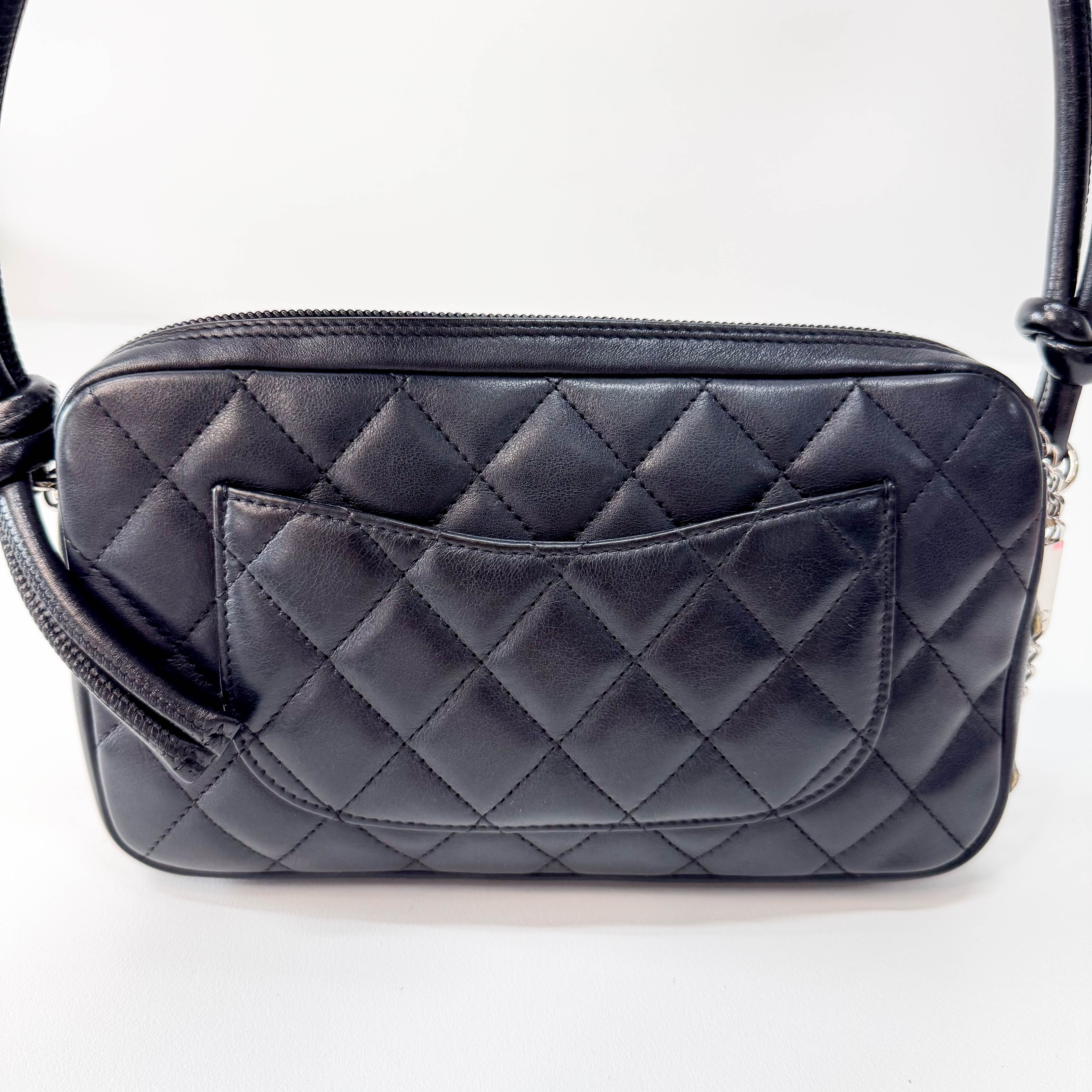Calfskin Quilted Cambon Pochette White Black