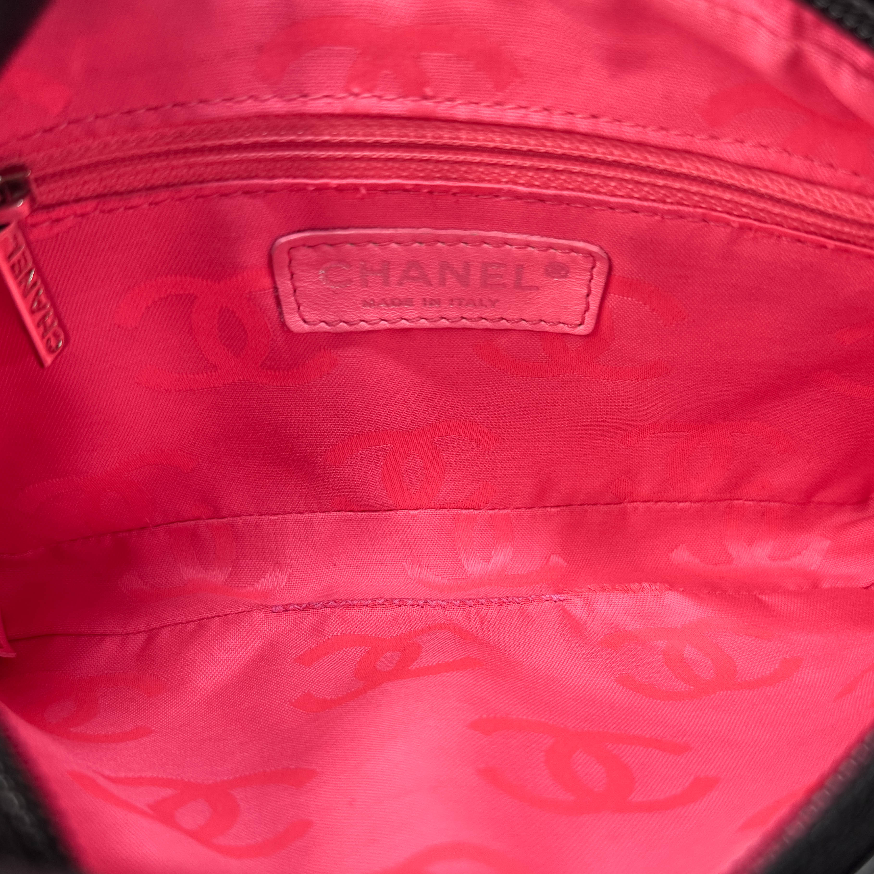 Calfskin Quilted Cambon Pochette White Black