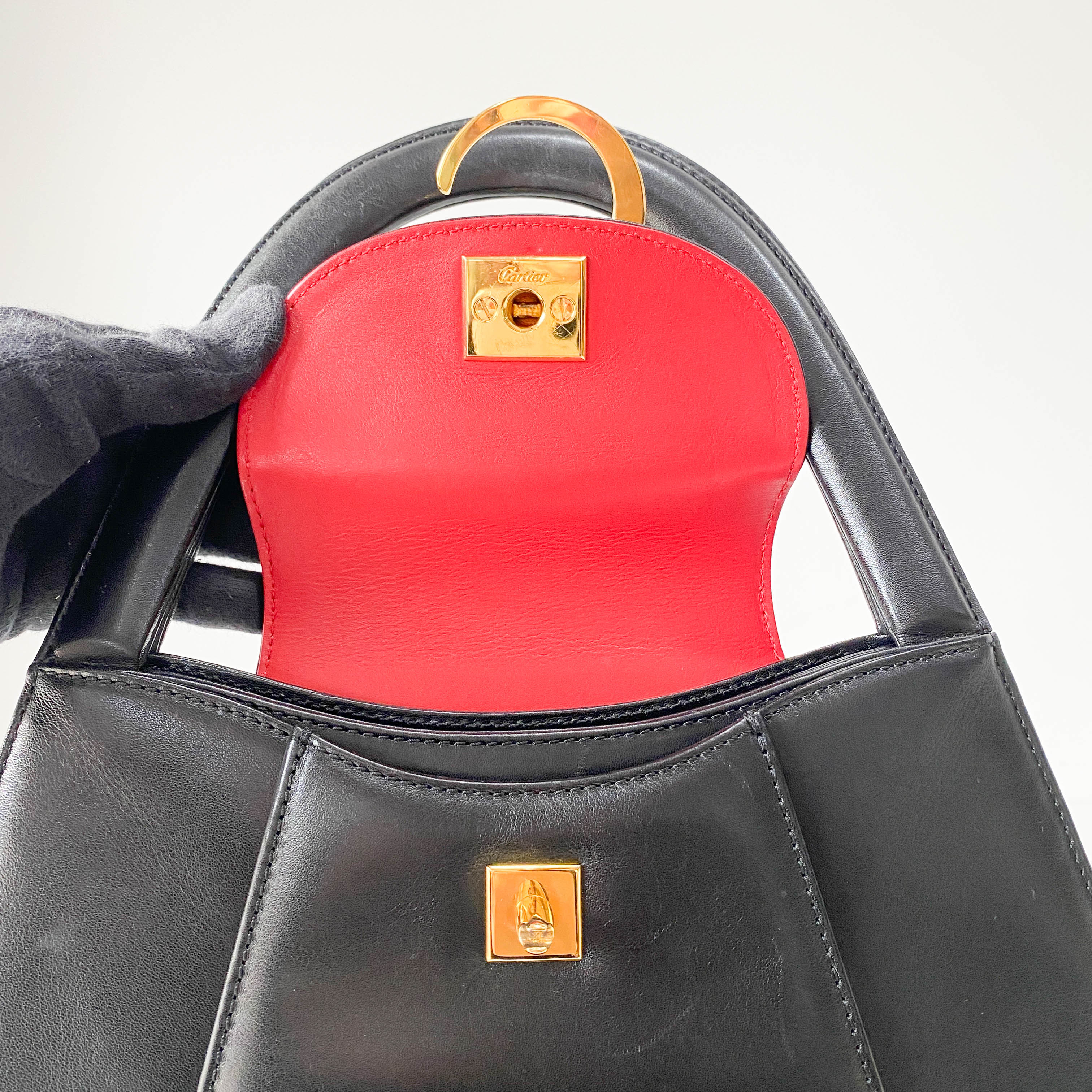 Panthère Black Leather Handbag