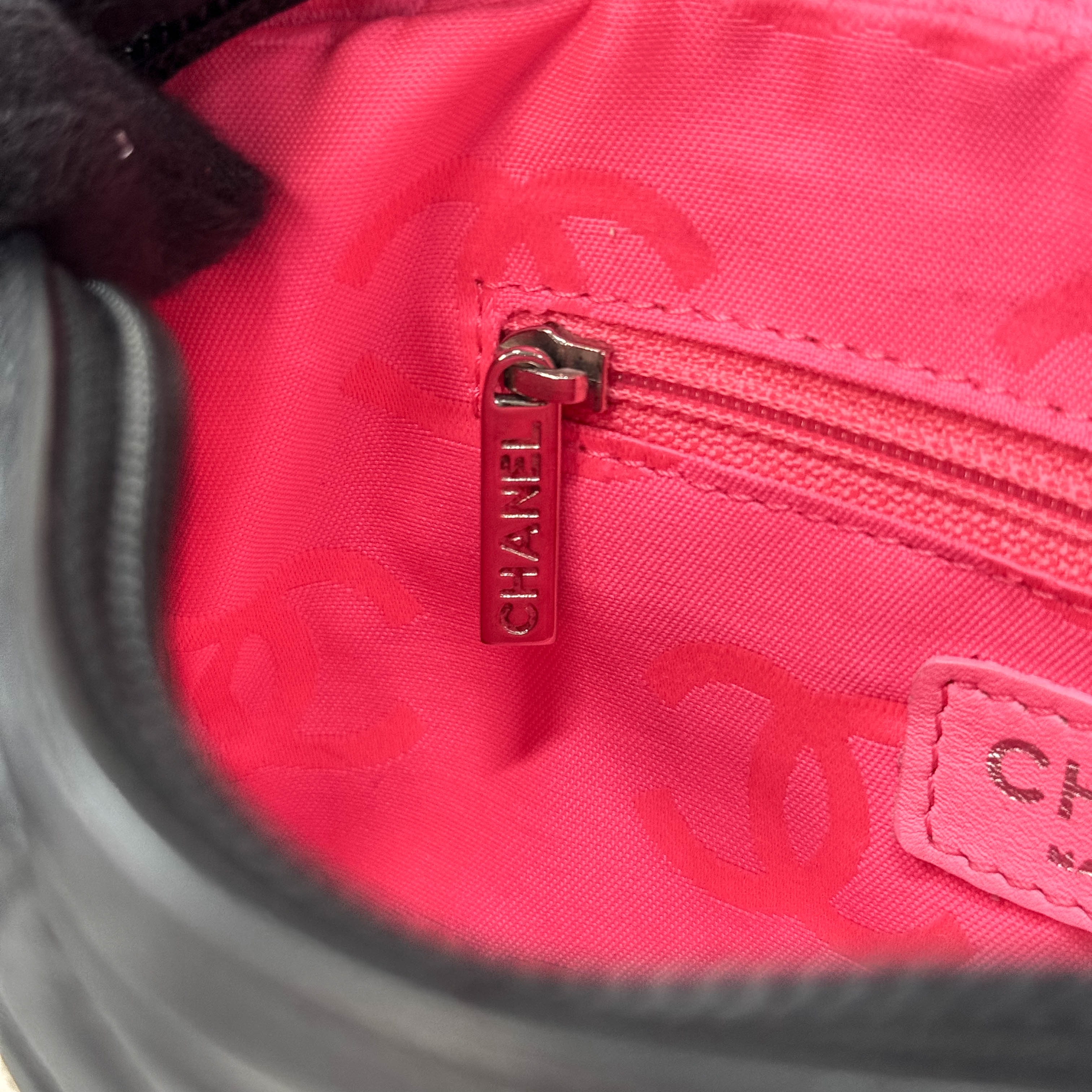 Calfskin Quilted Cambon Pochette White Black