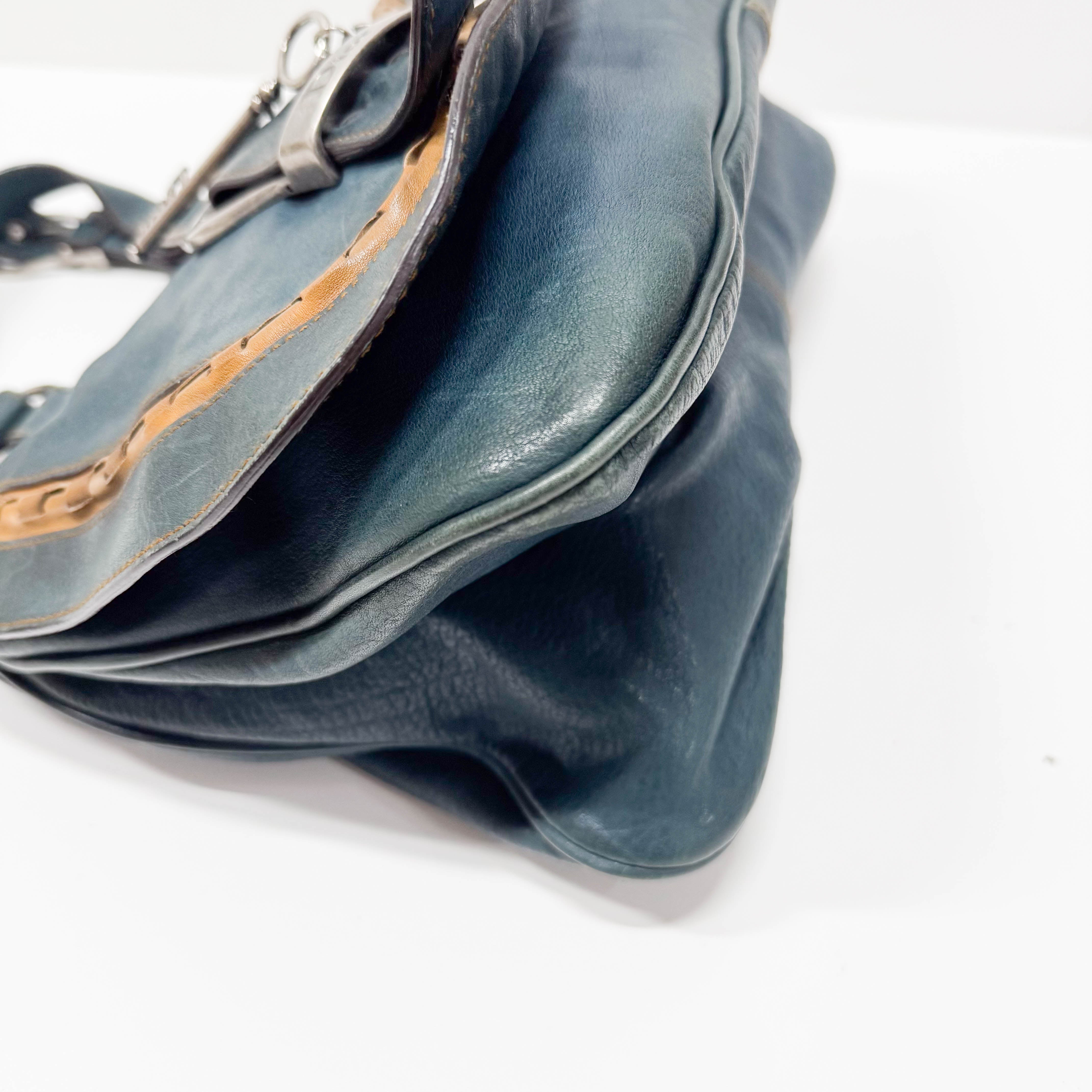 Gaucho Green Calfskin Leather Shoulder Bag